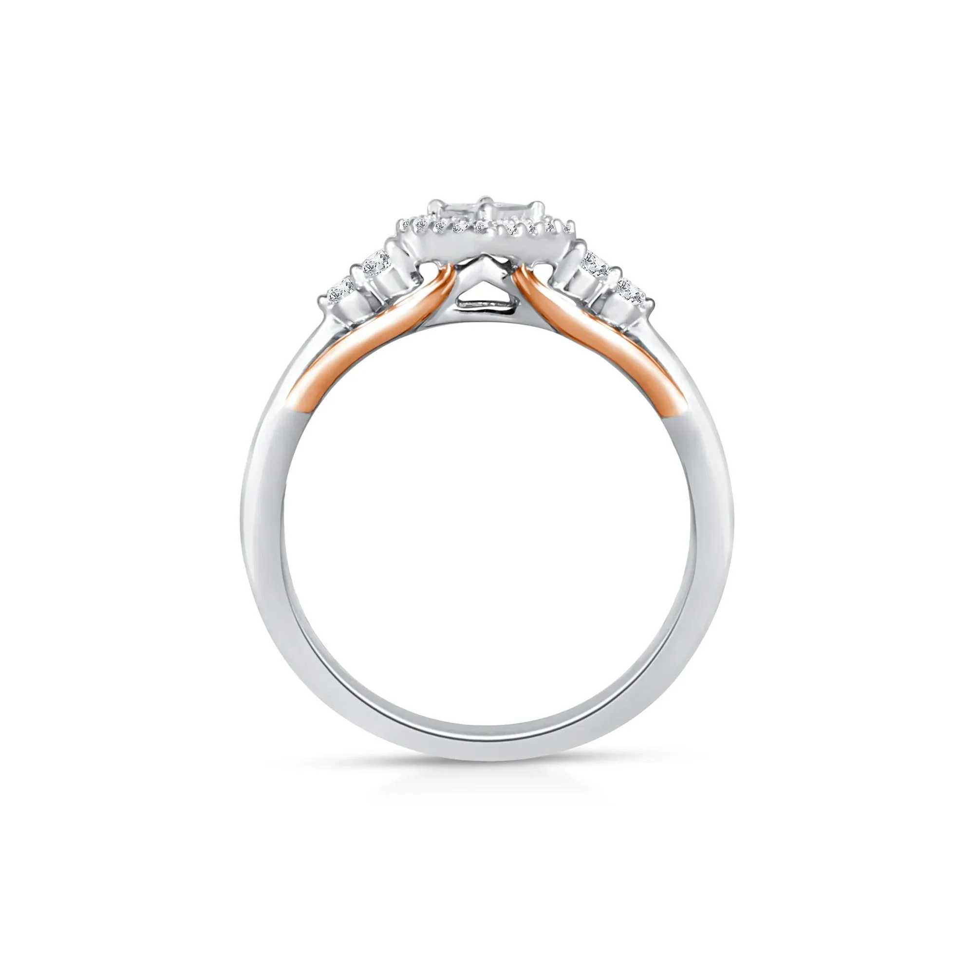 1/7 CT. Tw. Diamond and Blue Sapphire Ring 10K White and Rose Gold Size 6 1mm - Image 2