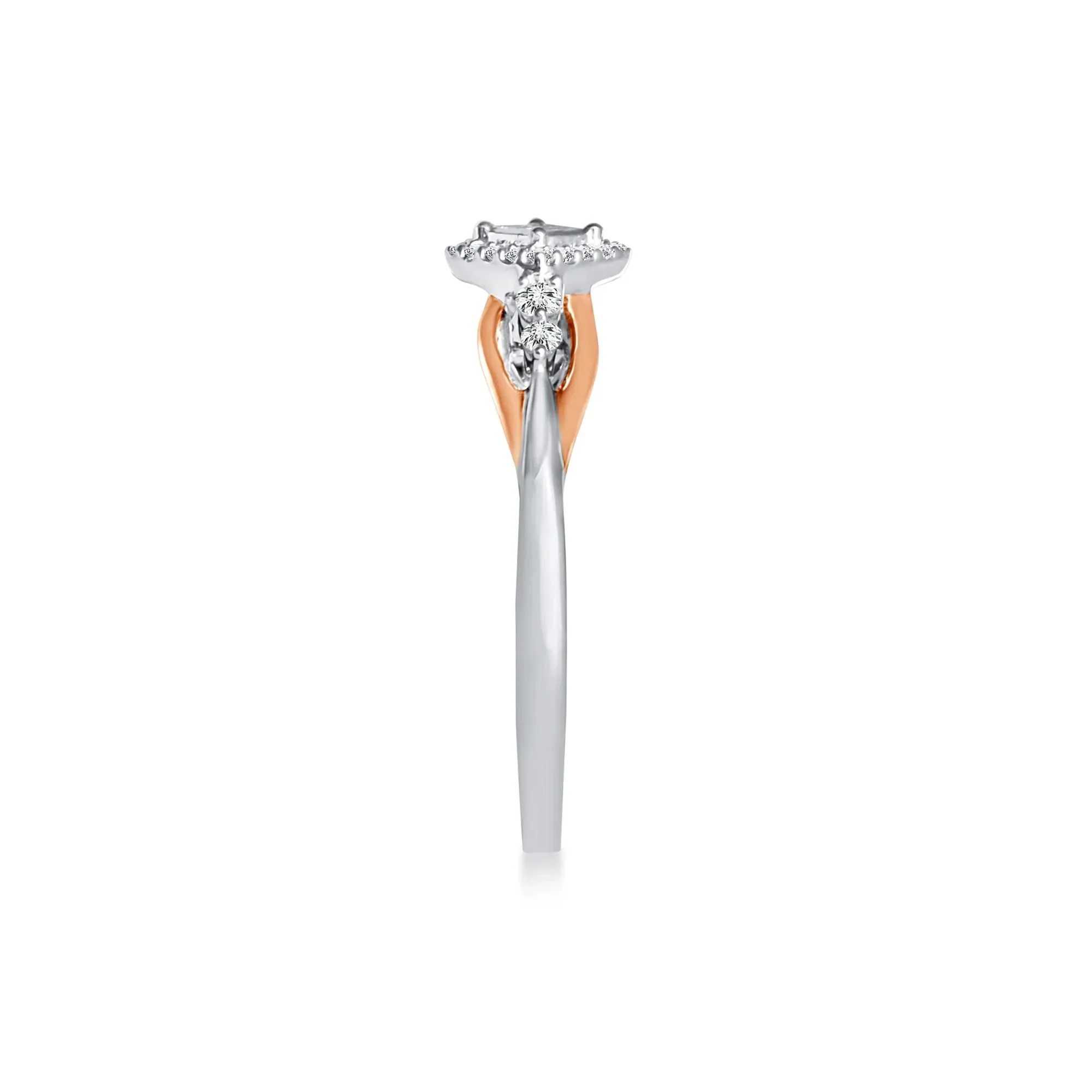1/7 CT. Tw. Diamond and Blue Sapphire Ring 10K White and Rose Gold Size 6 1mm - Image 3