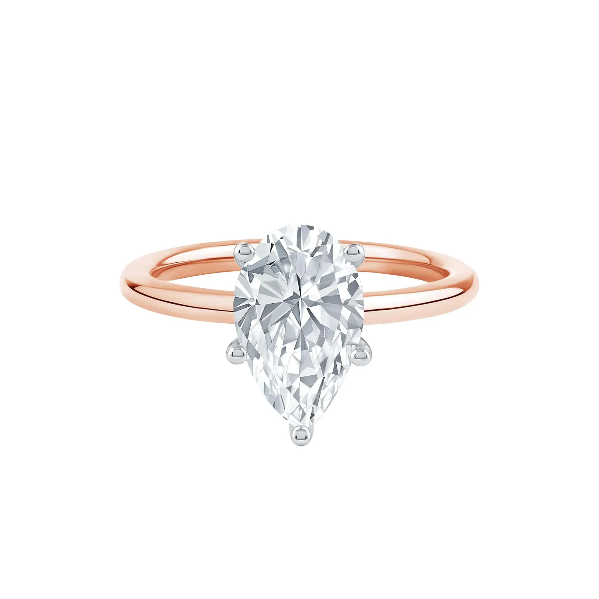 Lab Grown Diamond Pear-Shaped Solitaire Engagement Ring 14K Rose Gold (2 CT.) Size 5.5 2mm