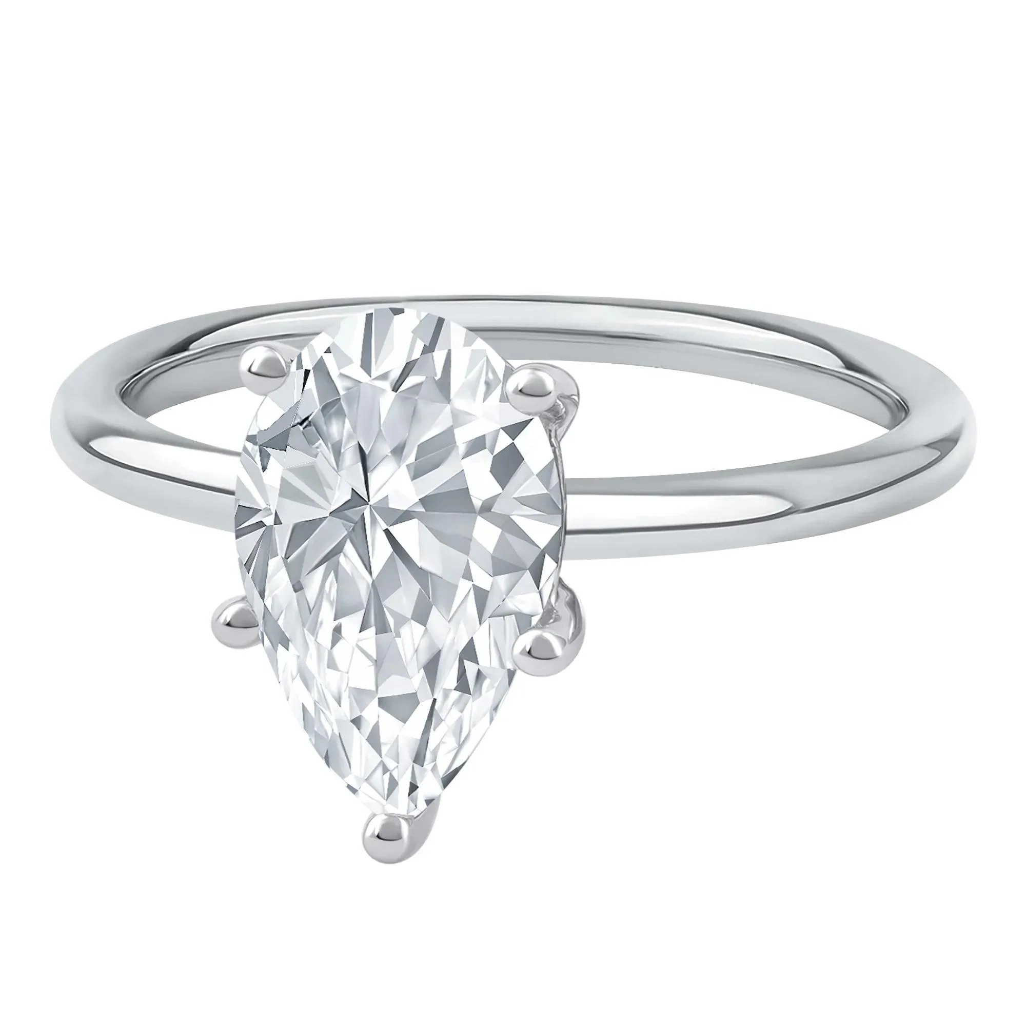 Lab Grown Diamond Pear-Shaped Solitaire Engagement Ring 14K White Gold (2 CT.) Size 10 2mm - Image 4