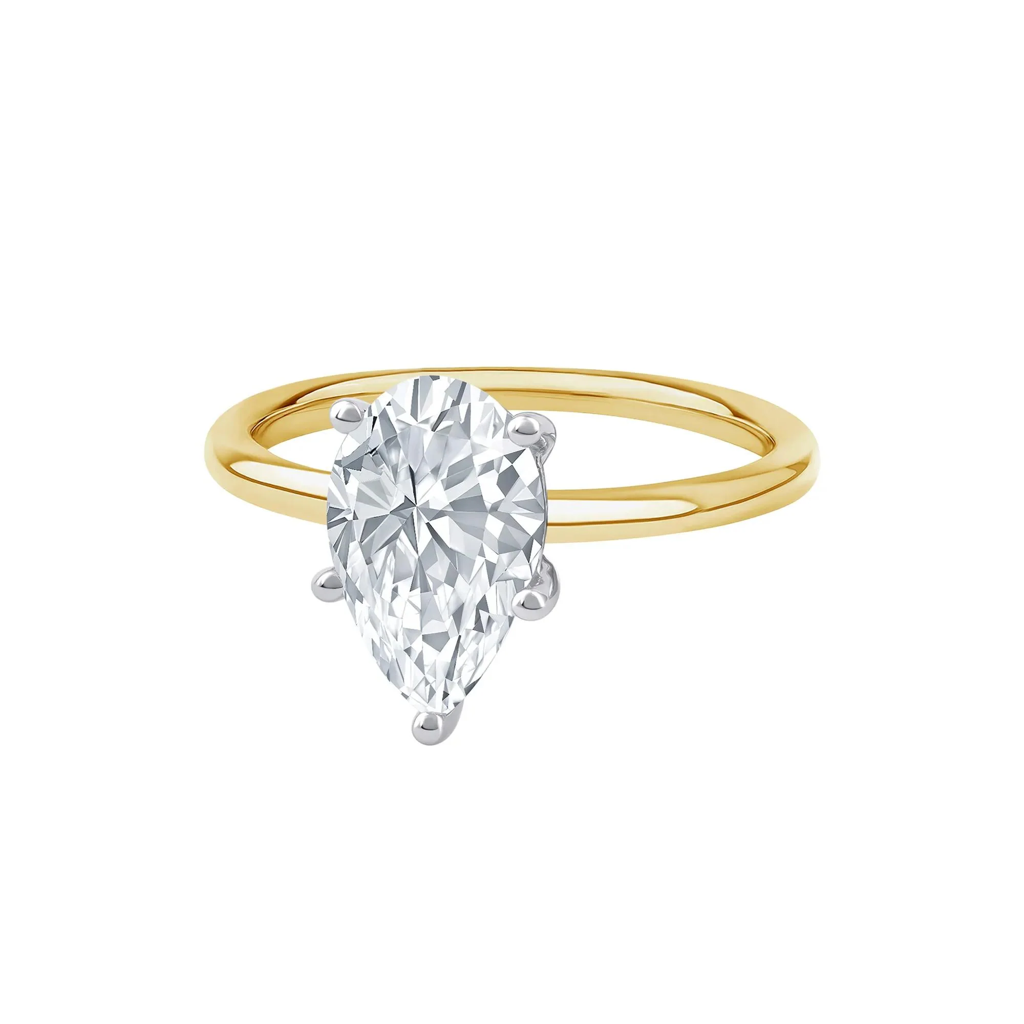Lab Grown Diamond Pear-Shaped Solitaire Engagement Ring 14K Yellow Gold (2 CT.) Size 5.5 2mm - Image 4
