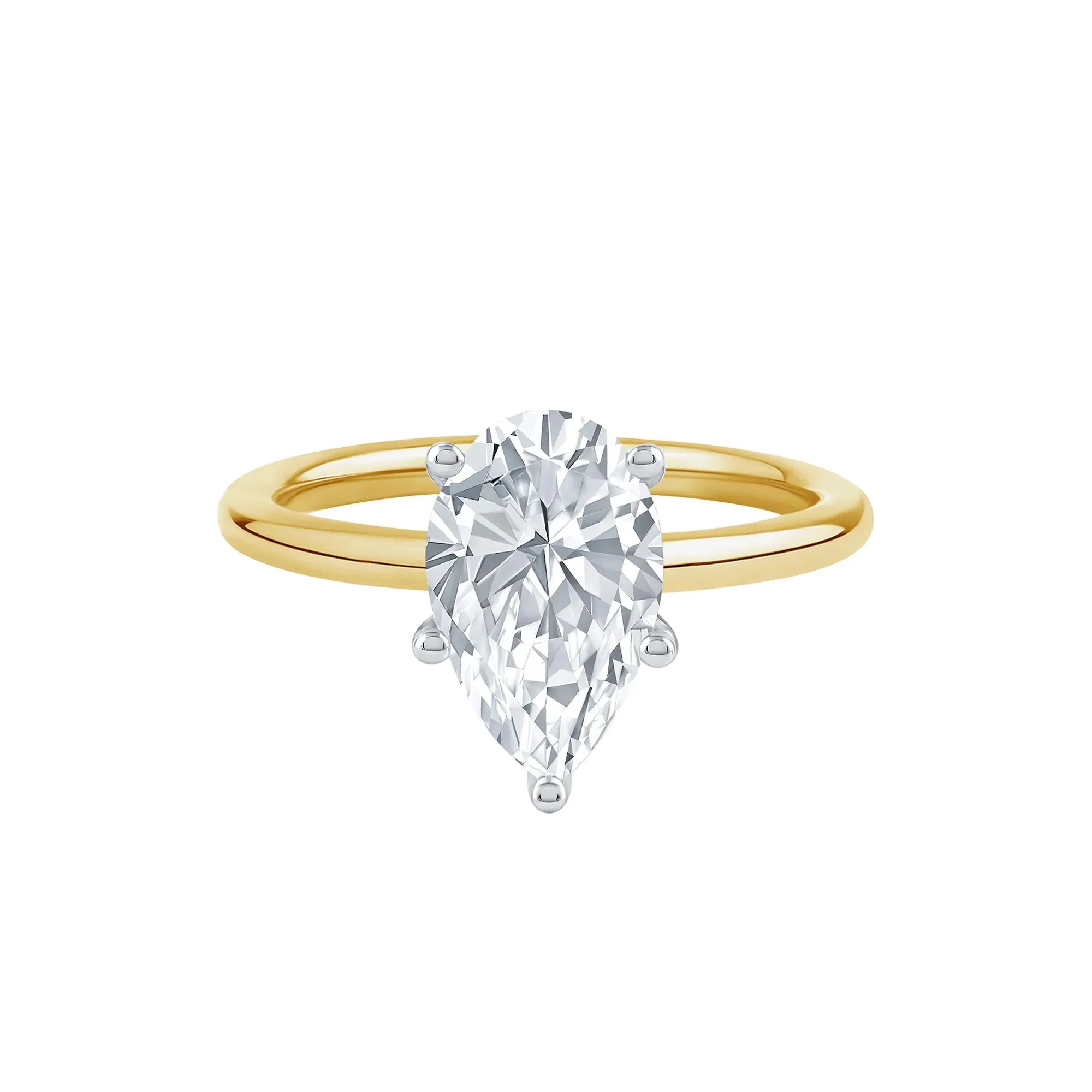 Lab Grown Diamond Pear-Shaped Solitaire Engagement Ring 14K Yellow Gold (2 CT.) Size 7 2mm