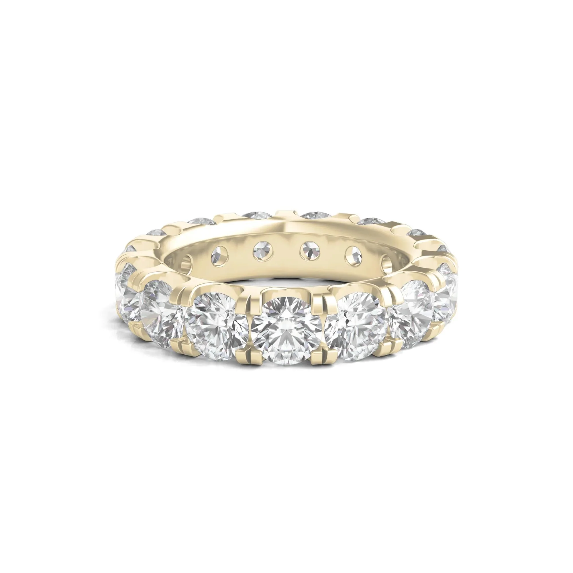 6 CT. Tw. Lab Grown Round Diamond Eternity Band Ring 14K Yellow Gold Round Brilliant Cut Size 7.5 2mm
