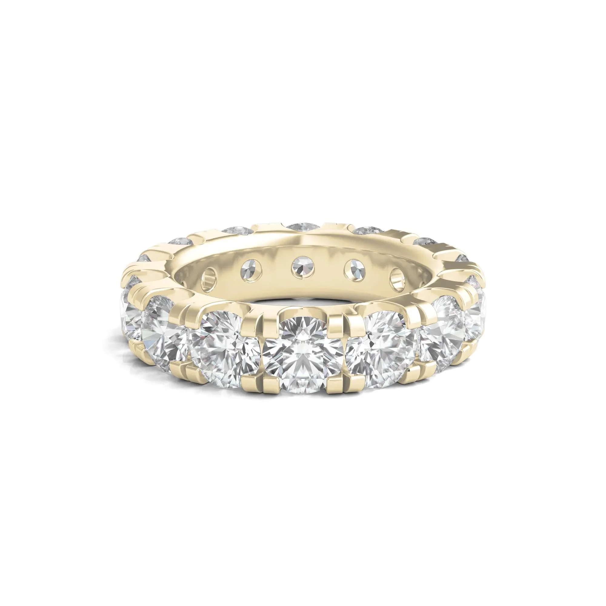 7 CT. Tw. Lab Grown Round Diamond Eternity Band Ring 14K Yellow Gold Round Brilliant Cut Size 5.5 2mm