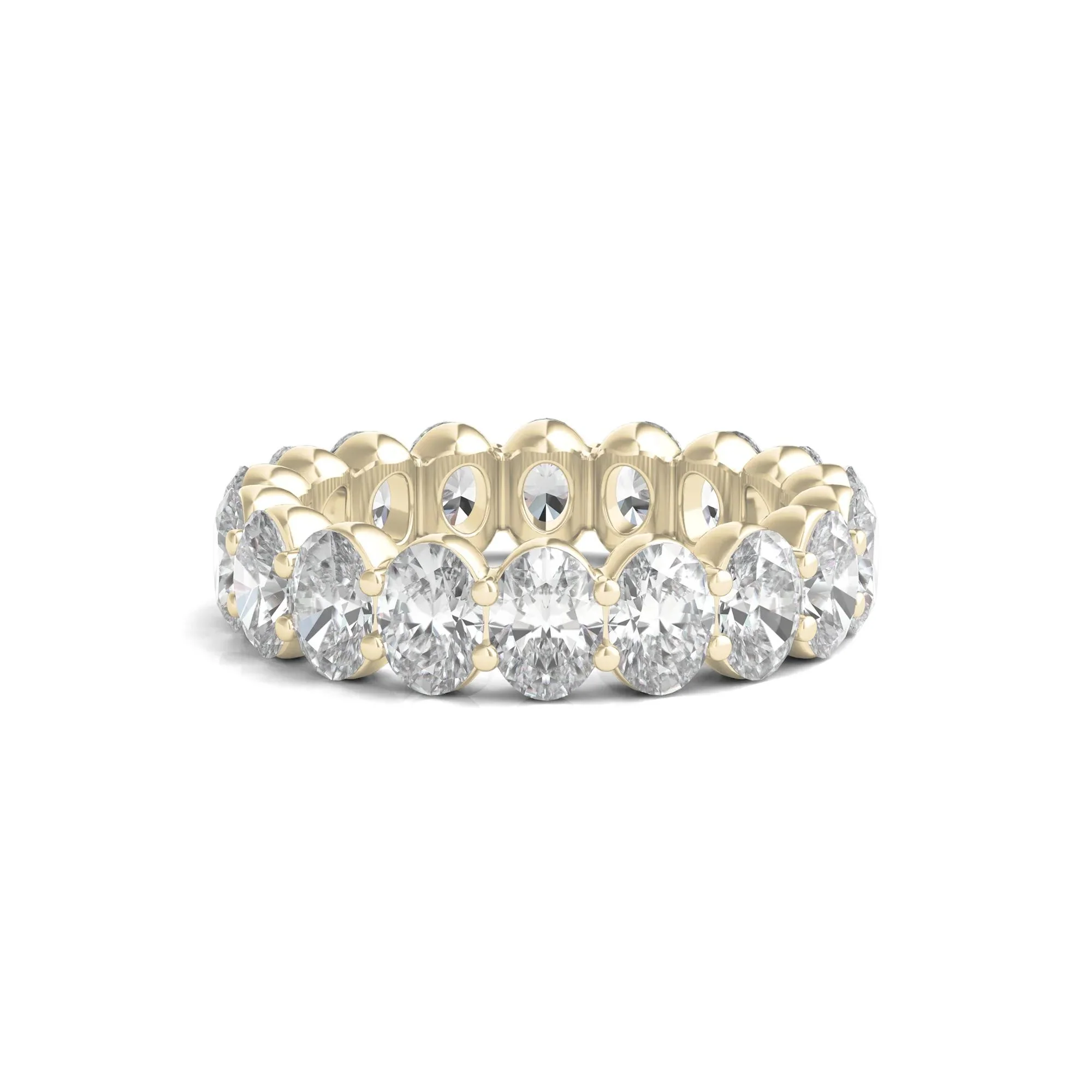 6 CT. Tw. Lab Grown Oval Diamond Eternity Band Ring 14K Yellow Gold Size 8.5 2mm