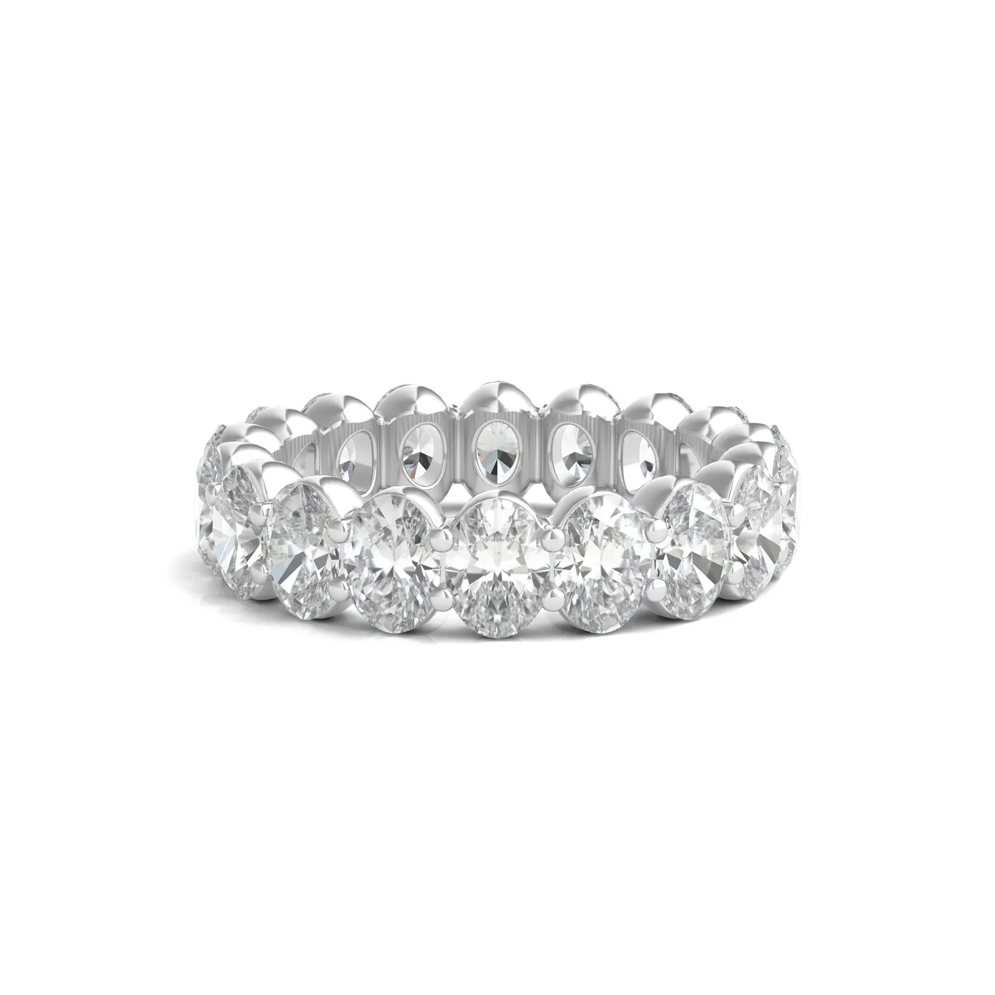 6 CT. Tw. Lab Grown Oval Diamond Eternity Band Ring Platinum White Size 7 2mm