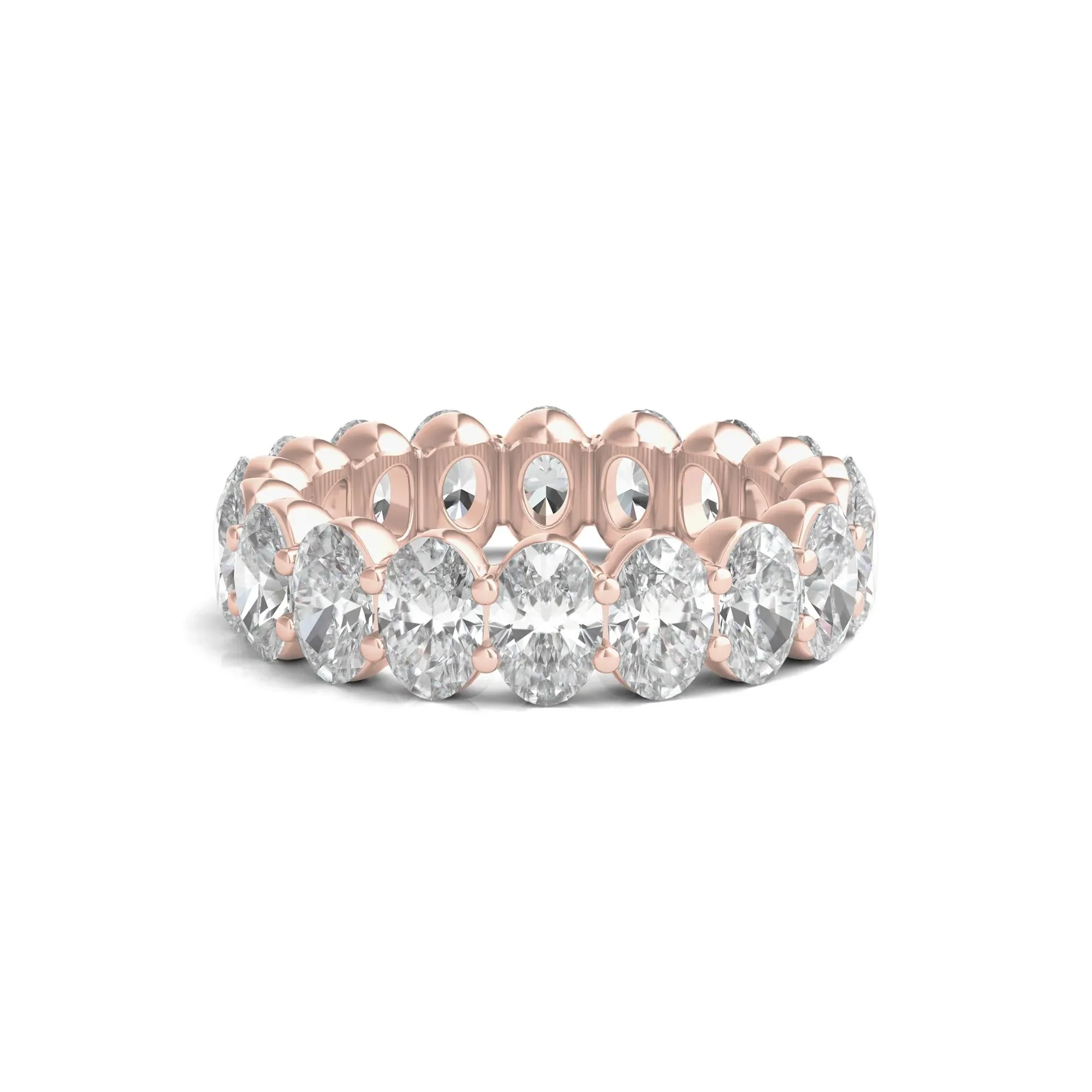 7 CT. Tw. Lab Grown Oval Diamond Eternity Band Ring 14K Rose Gold Size 4.5 2mm