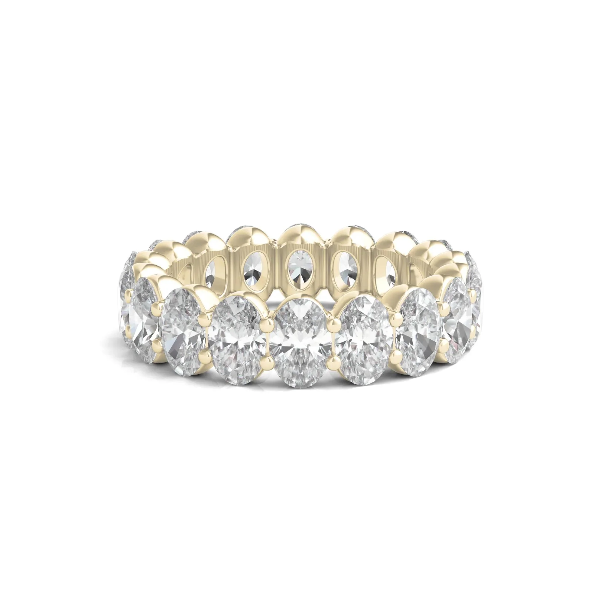 7 CT. Tw. Lab Grown Oval Diamond Eternity Band Ring 14K Yellow Gold Size 5.5 2mm
