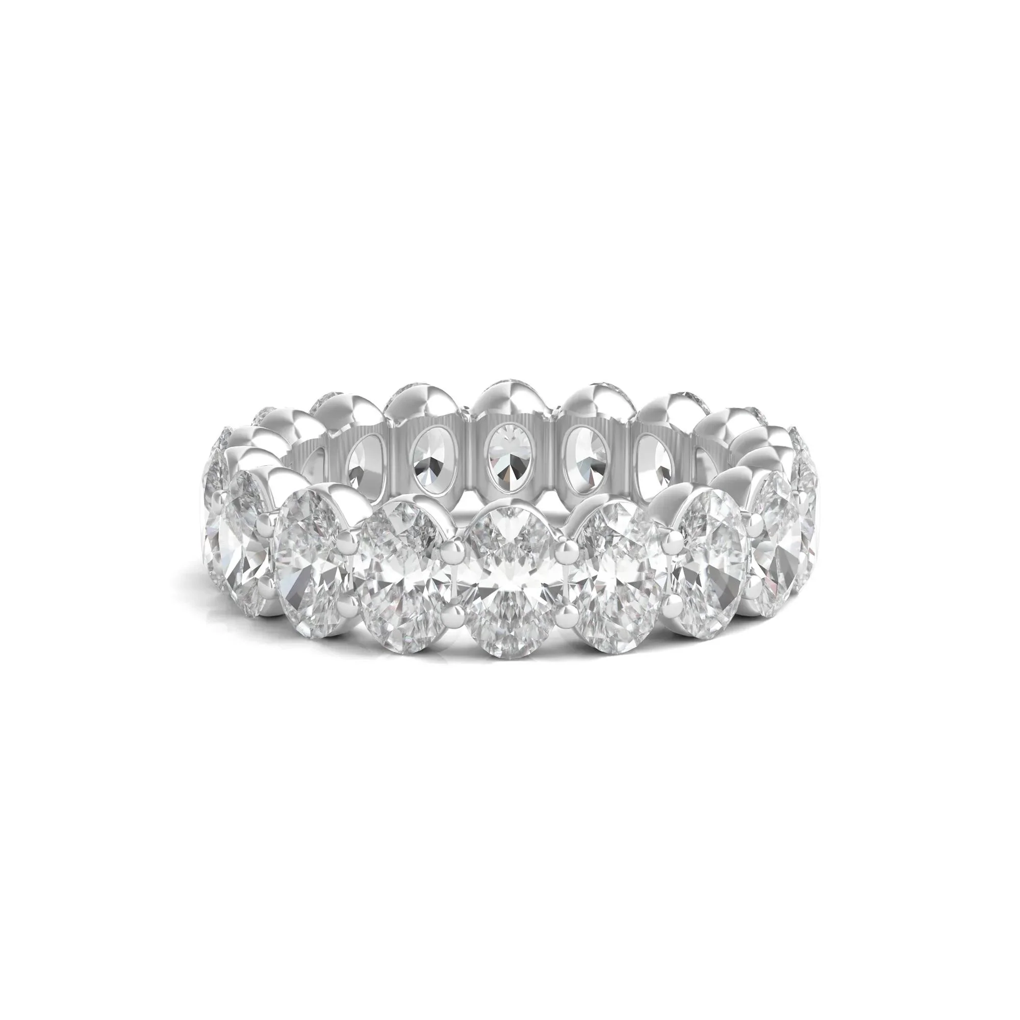 7 CT. Tw. Lab Grown Oval Diamond Eternity Band Ring Platinum White Size 8 2mm
