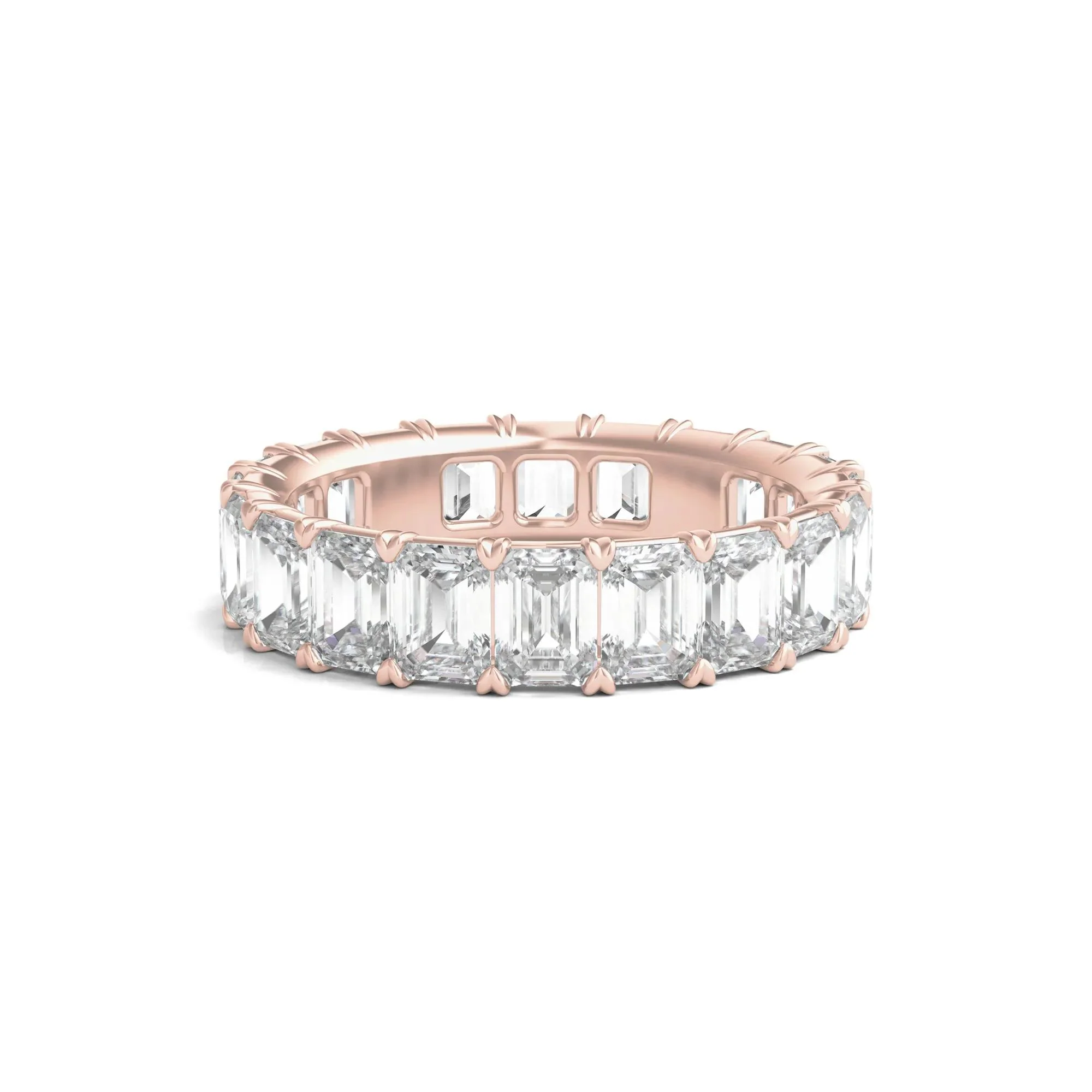 6 CT. Tw. Lab Grown Emerald-Cut Diamond Eternity Band Ring 14K Rose Gold Size 6.5 3mm