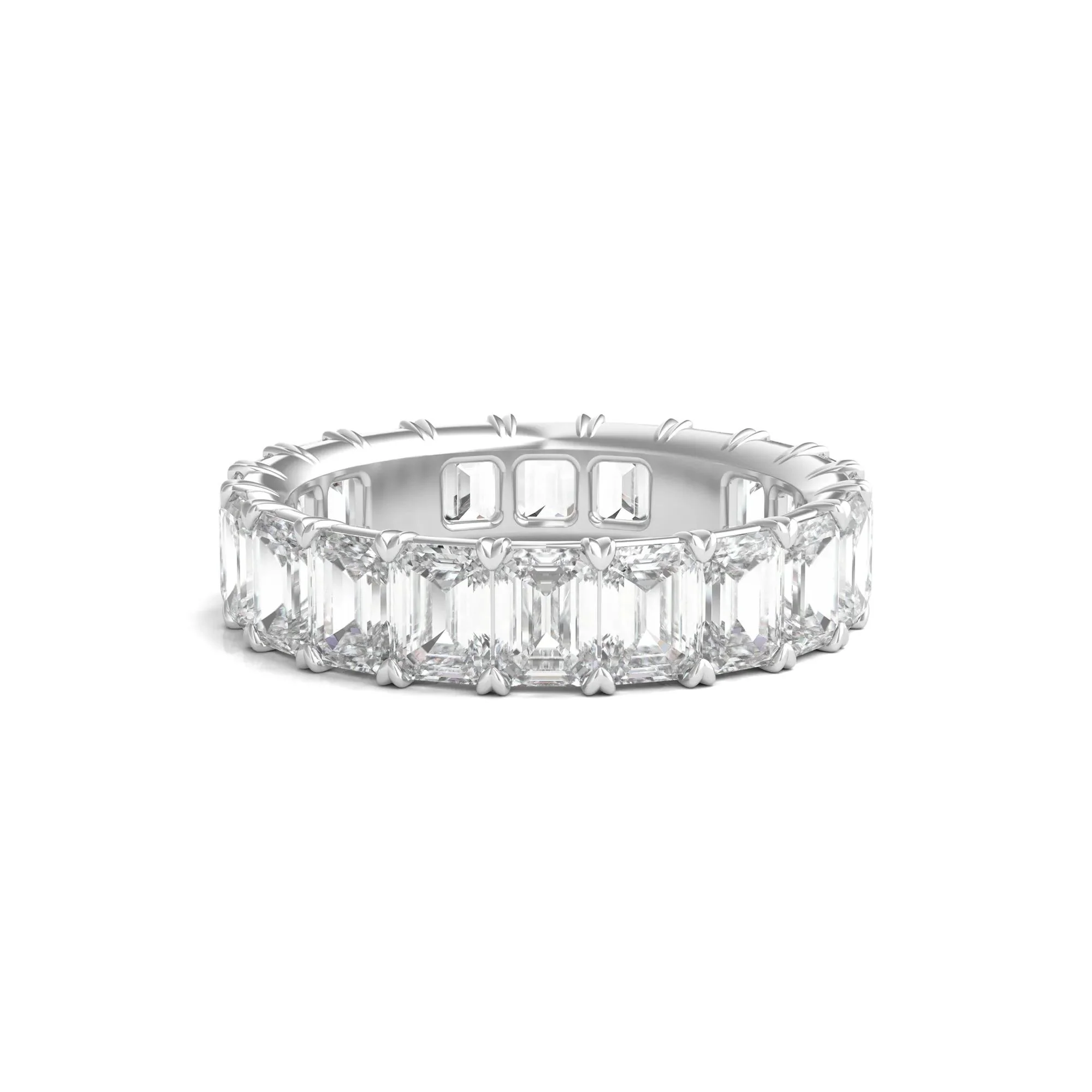 6 CT. Tw. Lab Grown Emerald-Cut Diamond Eternity Band Ring 14K White Gold Size 4.5 3mm