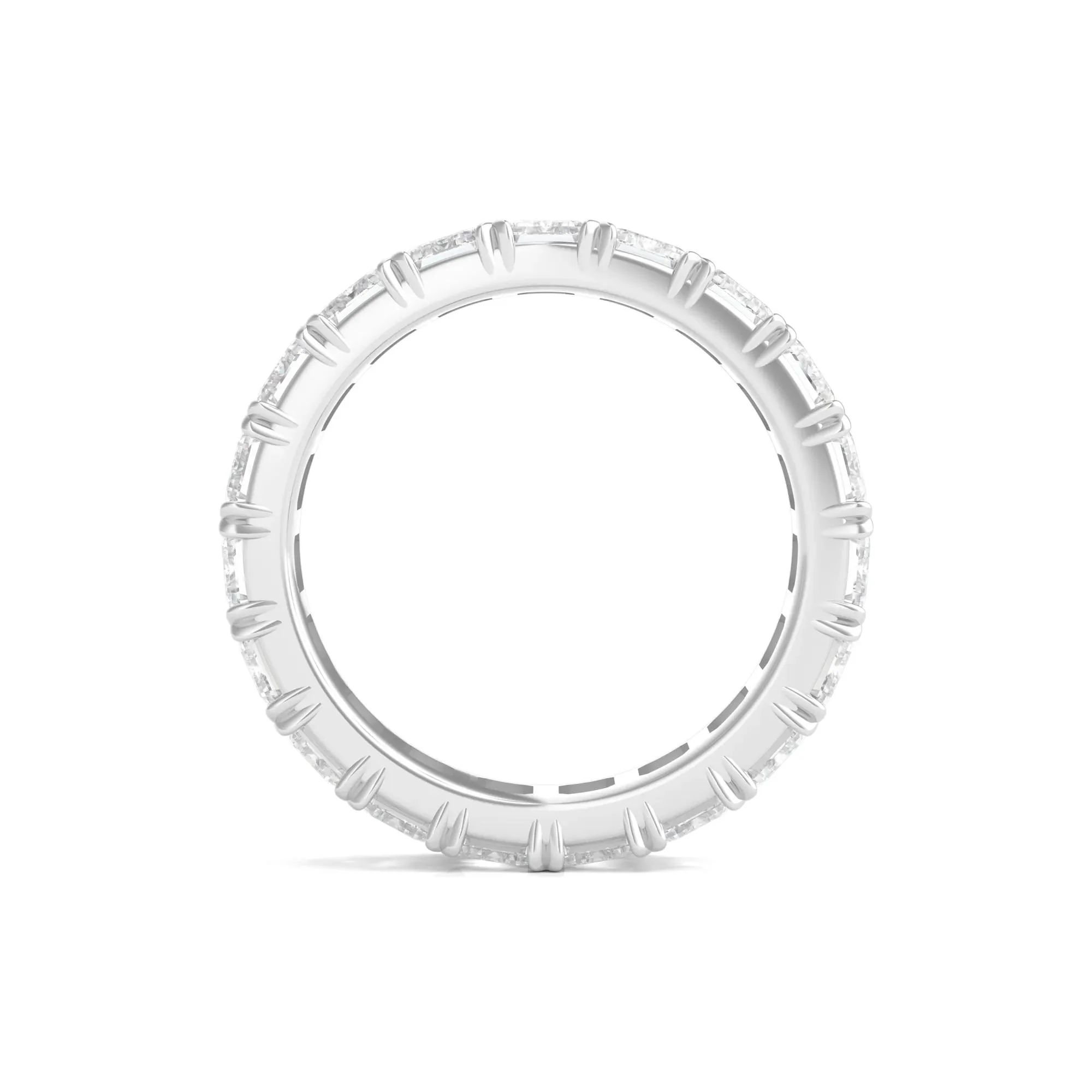 7 CT. Tw. Lab Grown Emerald-Cut Diamond Eternity Band Ring 14K White Gold Size 6.5 3mm - Image 2