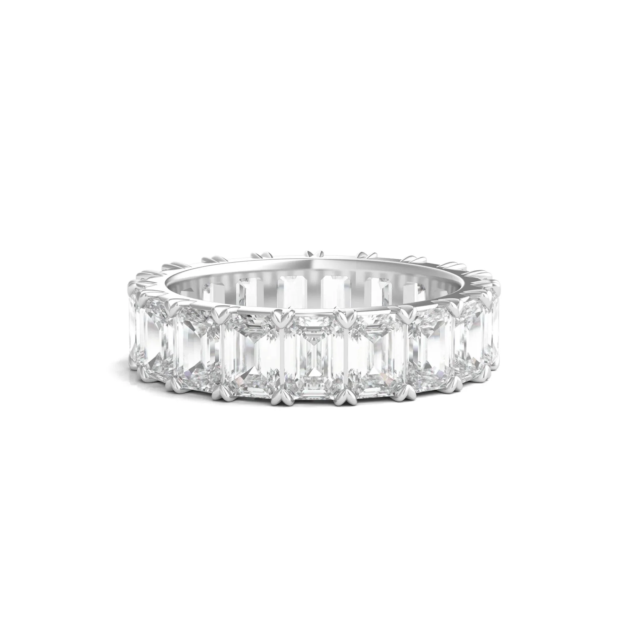 7 CT. Tw. Lab Grown Emerald-Cut Diamond Eternity Band Ring 14K White Gold Size 9 3mm