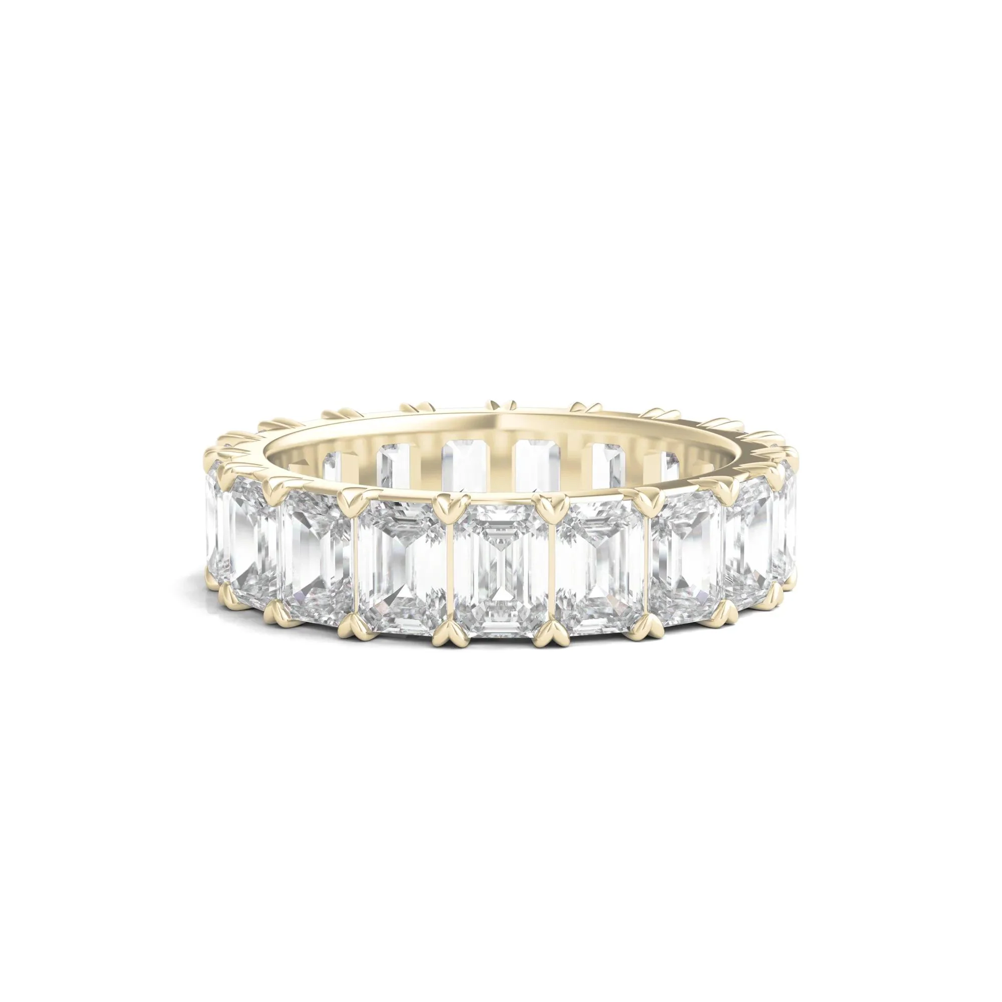 7 CT. Tw. Lab Grown Emerald-Cut Diamond Eternity Band Ring 14K Yellow Gold Size 7.5 3mm