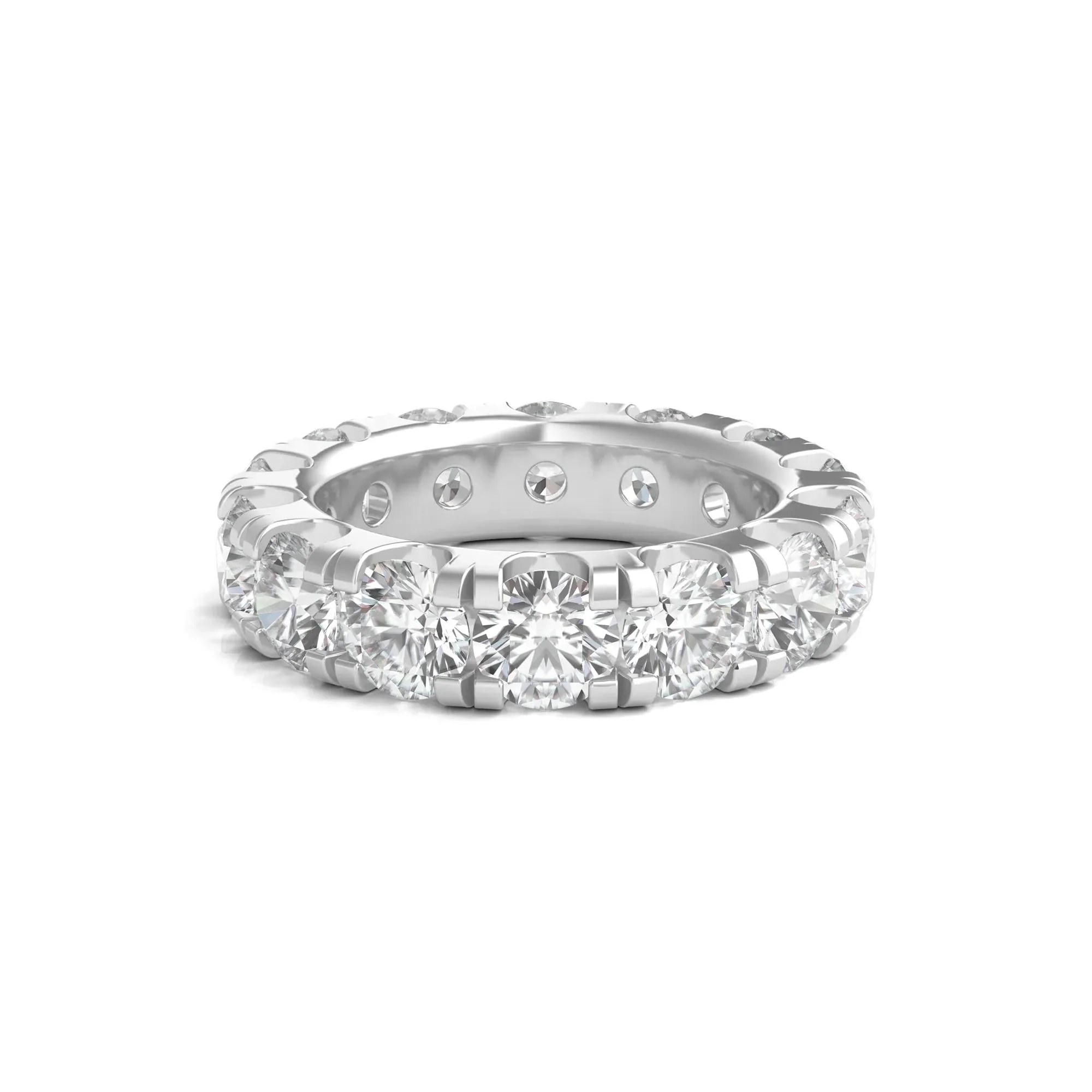 7 CT. Tw. Lab Grown Round Diamond Eternity Band Ring Platinum Round Brilliant Cut White Size 8.5 2mm