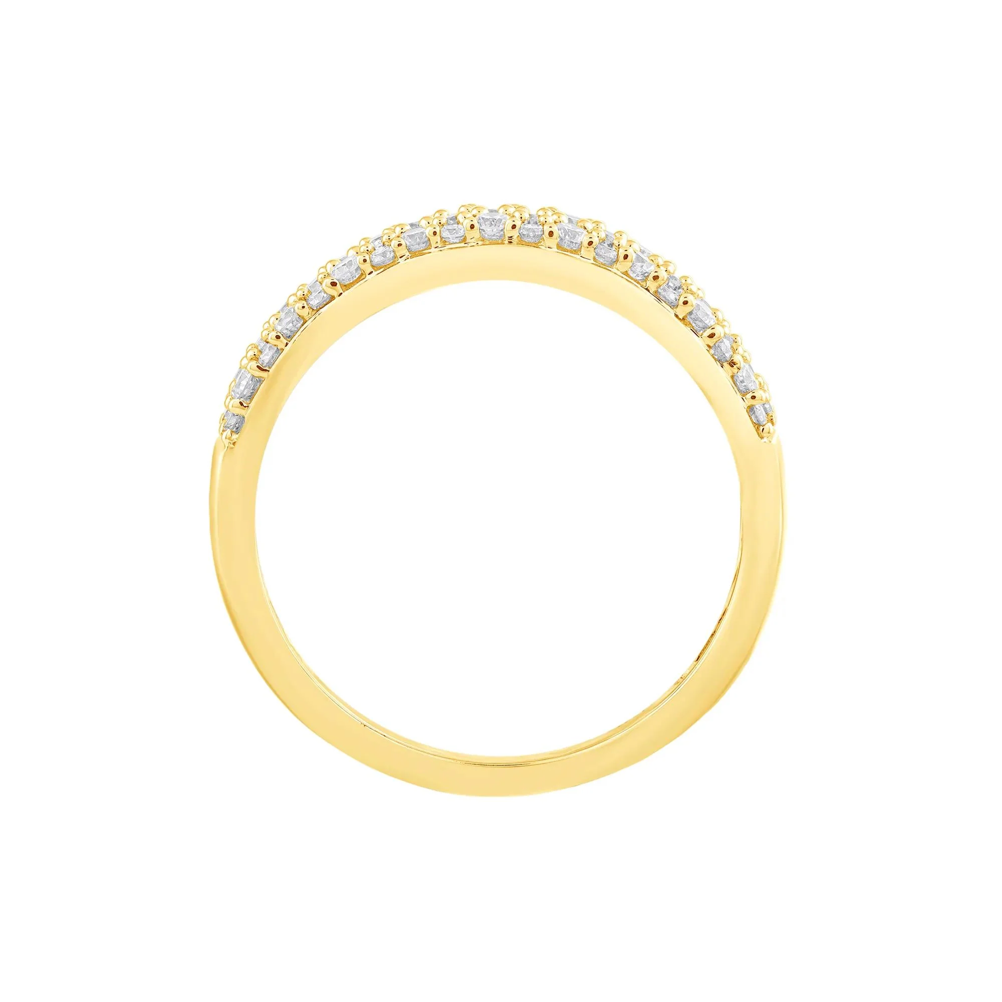 1/2 CT. Tw. Diamond Double-Row Anniversary Band Ring 10K Yellow Gold Round Brilliant Cut Size 8 - Image 2