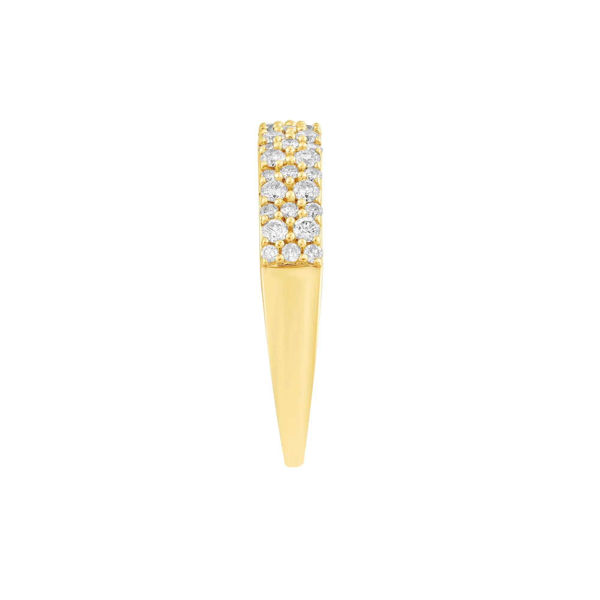 1/2 CT. Tw. Diamond Double-Row Anniversary Band Ring 10K Yellow Gold Round Brilliant Cut Size 8.5 - Image 3