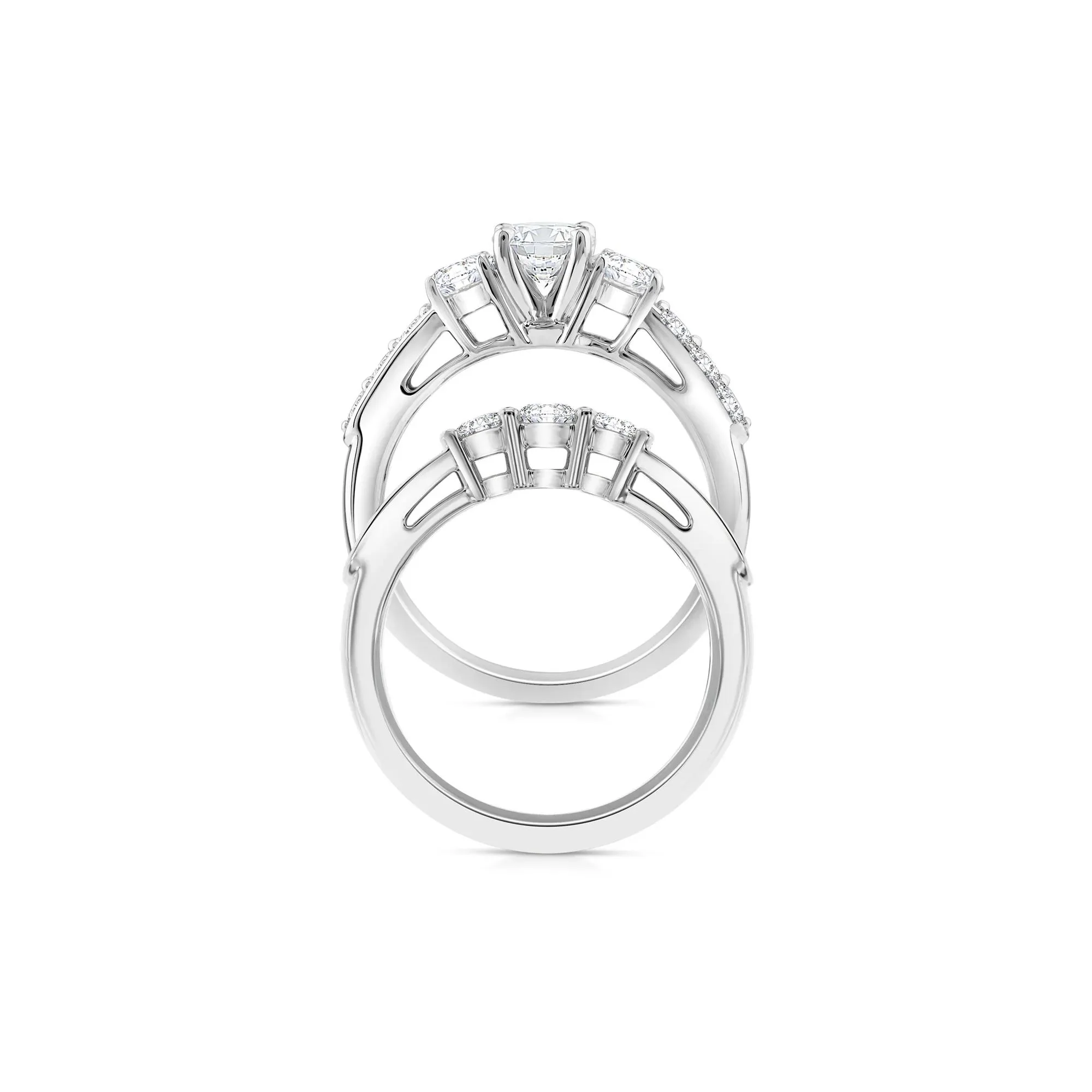 2 1/4 CT. Tw. Lab Grown Diamond Engagement Ring Set 10K White Gold Round Brilliant Cut Size 6 2mm - Image 2
