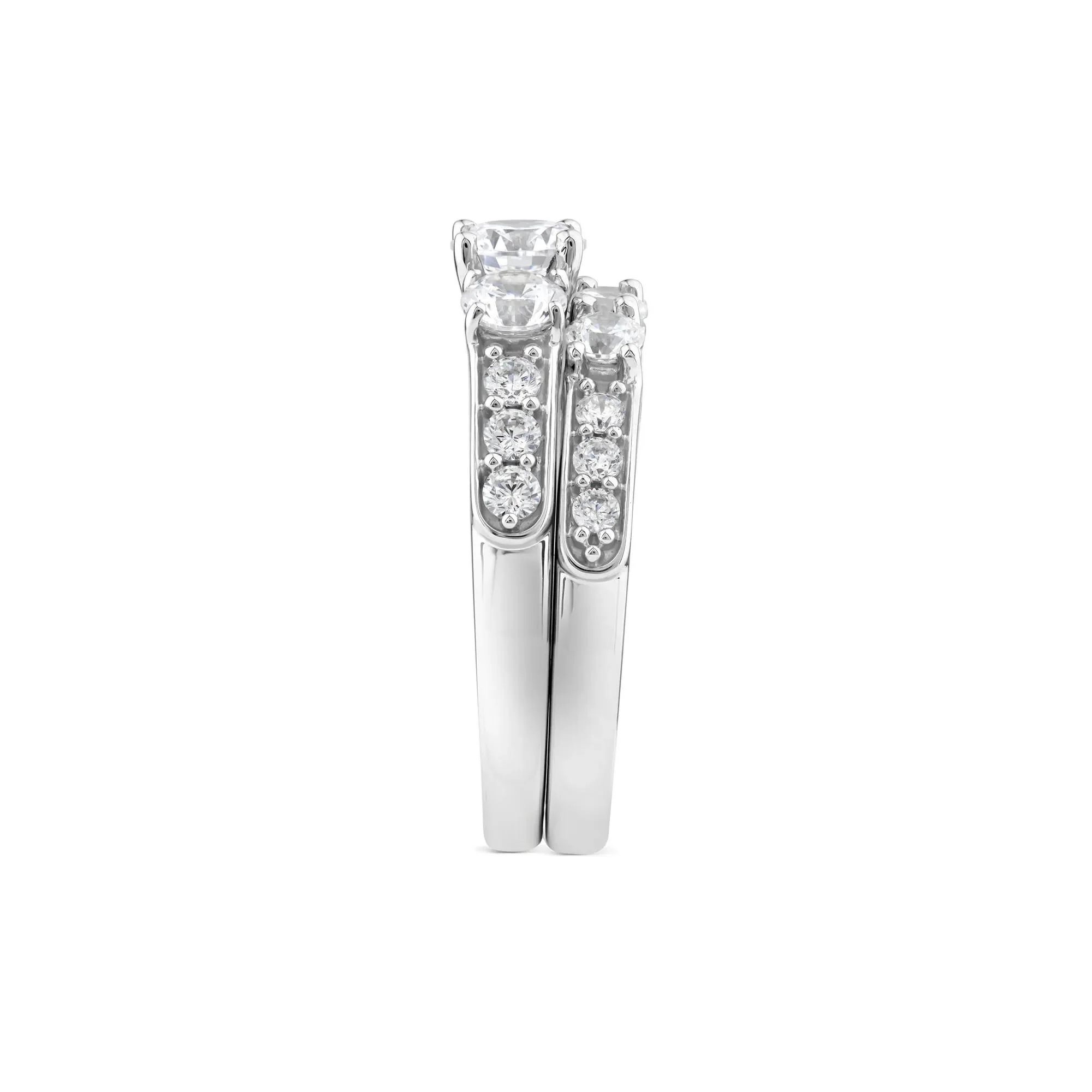 2 1/4 CT. Tw. Lab Grown Diamond Engagement Ring Set 10K White Gold Round Brilliant Cut Size 9 2mm - Image 3