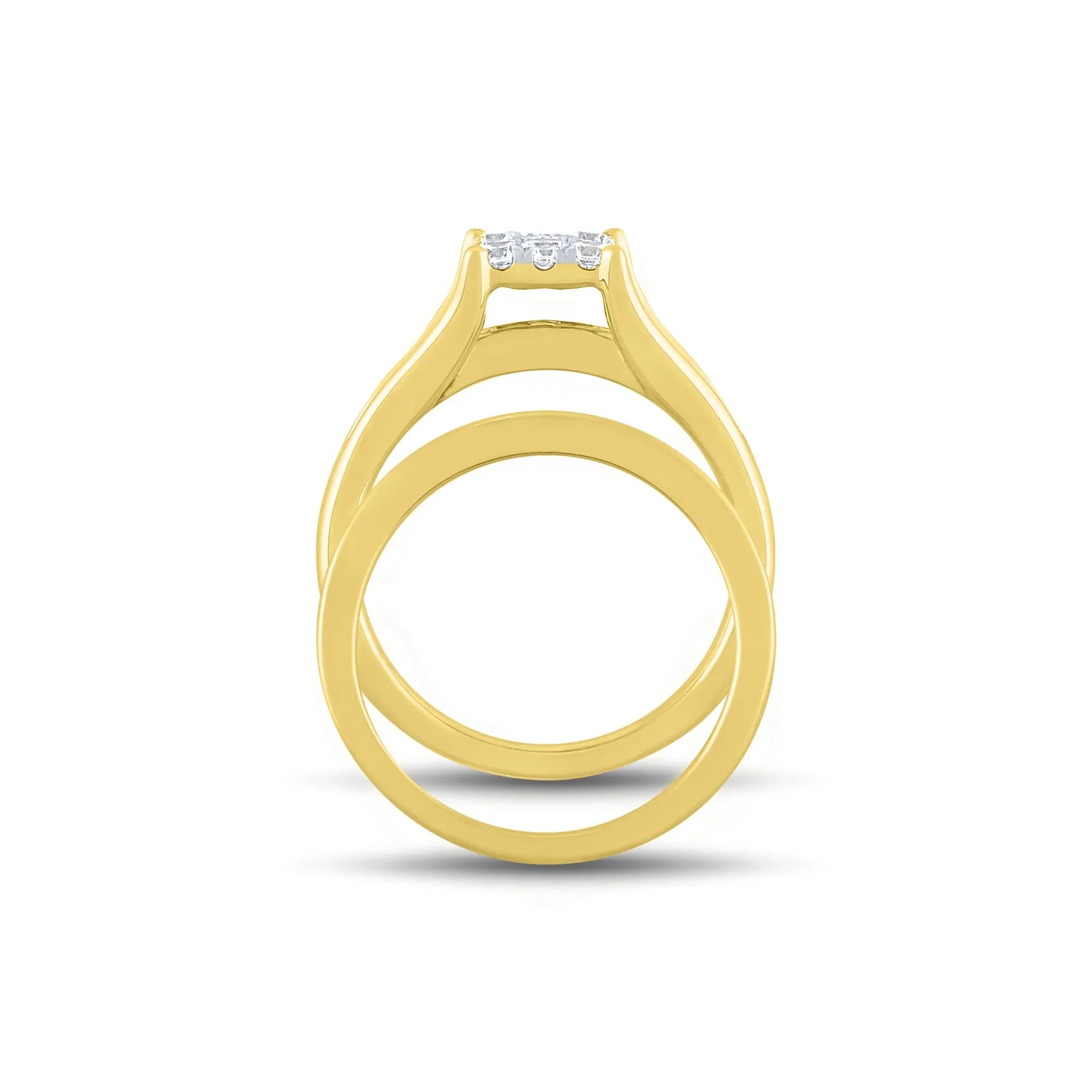 1 CT. Tw. Composite Diamond Engagement Ring Set 10K Yellow Gold Round Brilliant Cut Size 6 1mm - Image 2