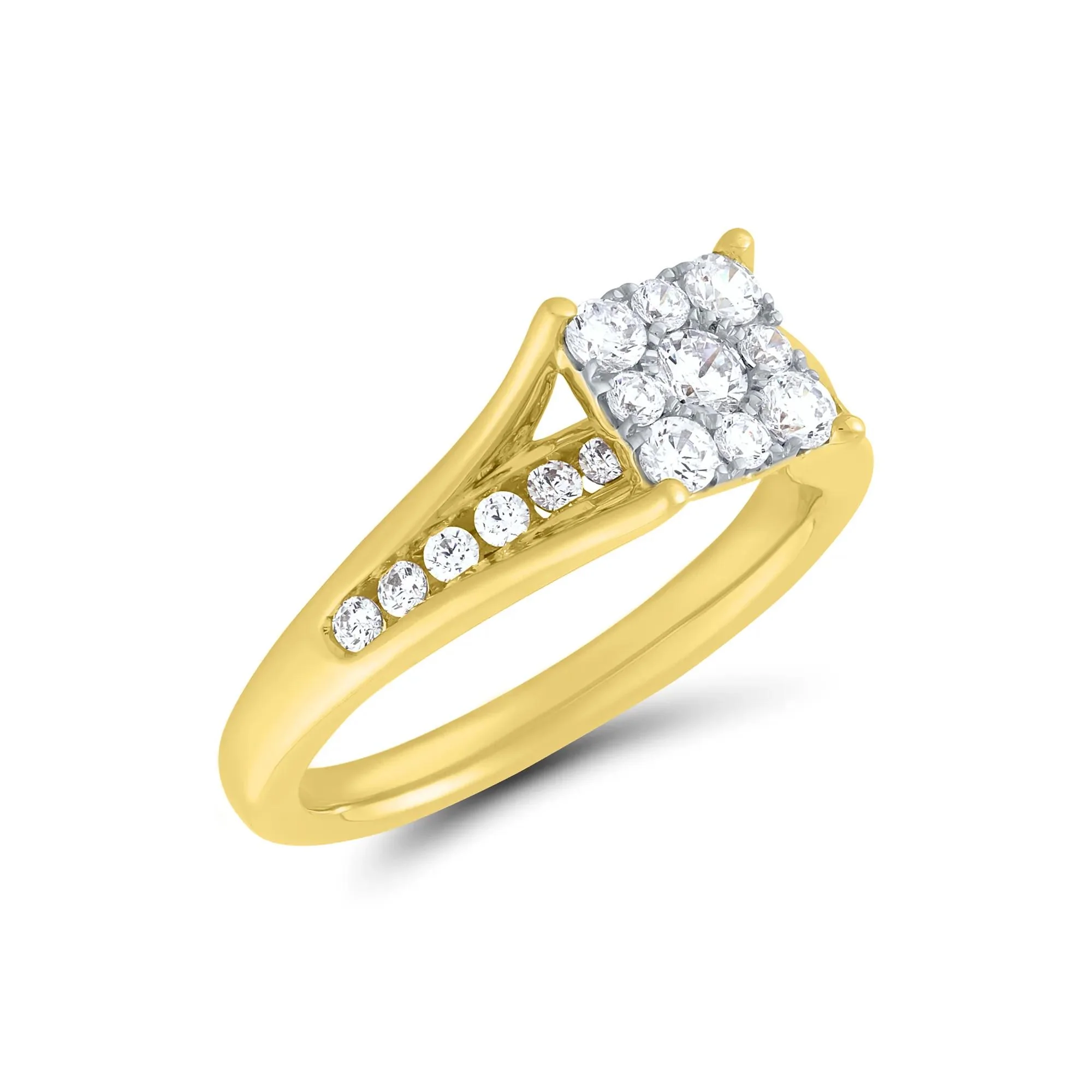 1 CT. Tw. Composite Diamond Engagement Ring Set 10K Yellow Gold Round Brilliant Cut Size 8 1mm - Image 4