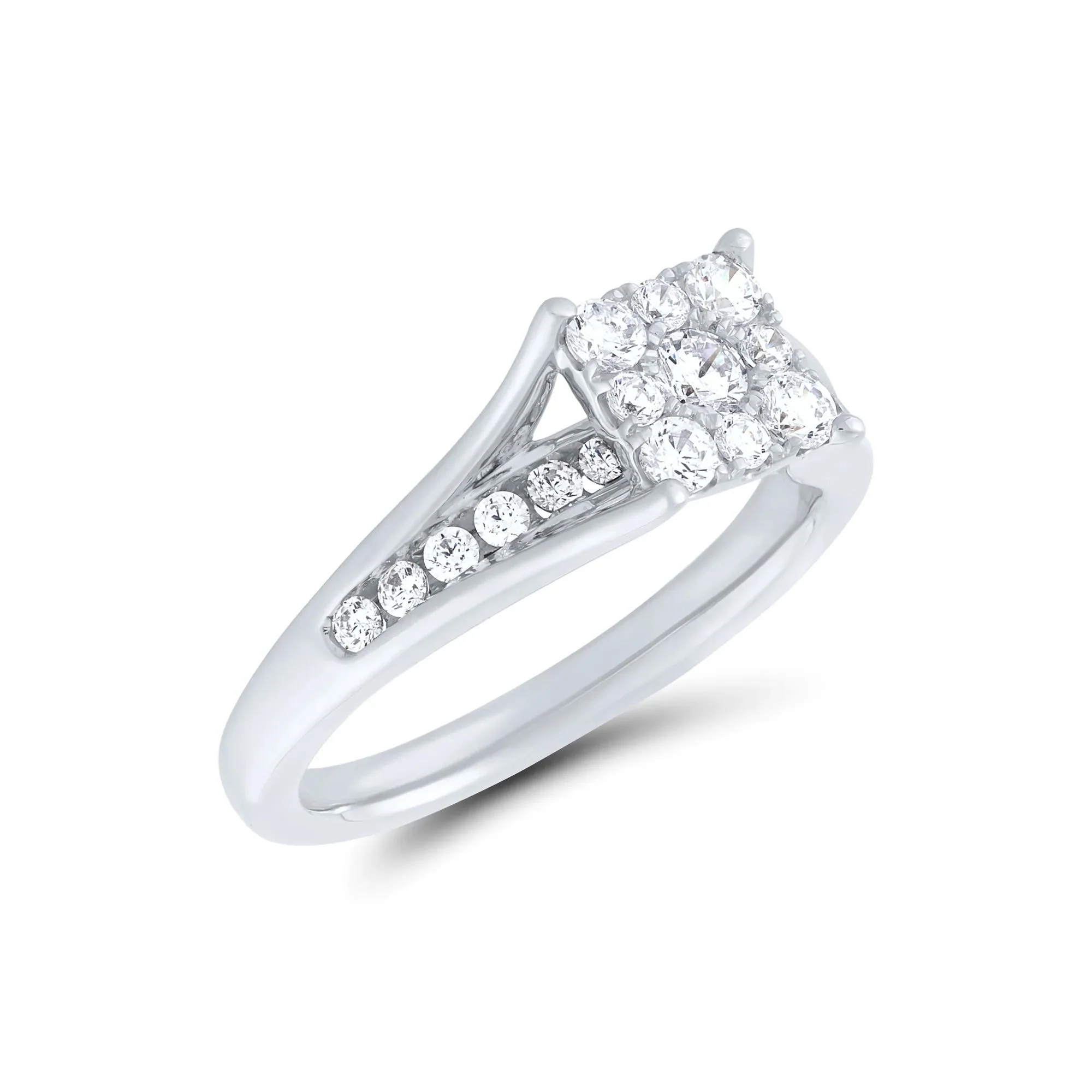 1 CT. Tw. Composite Diamond Engagement Ring Set 10K White Gold Round Brilliant Cut Size 7.5 1mm - Image 4