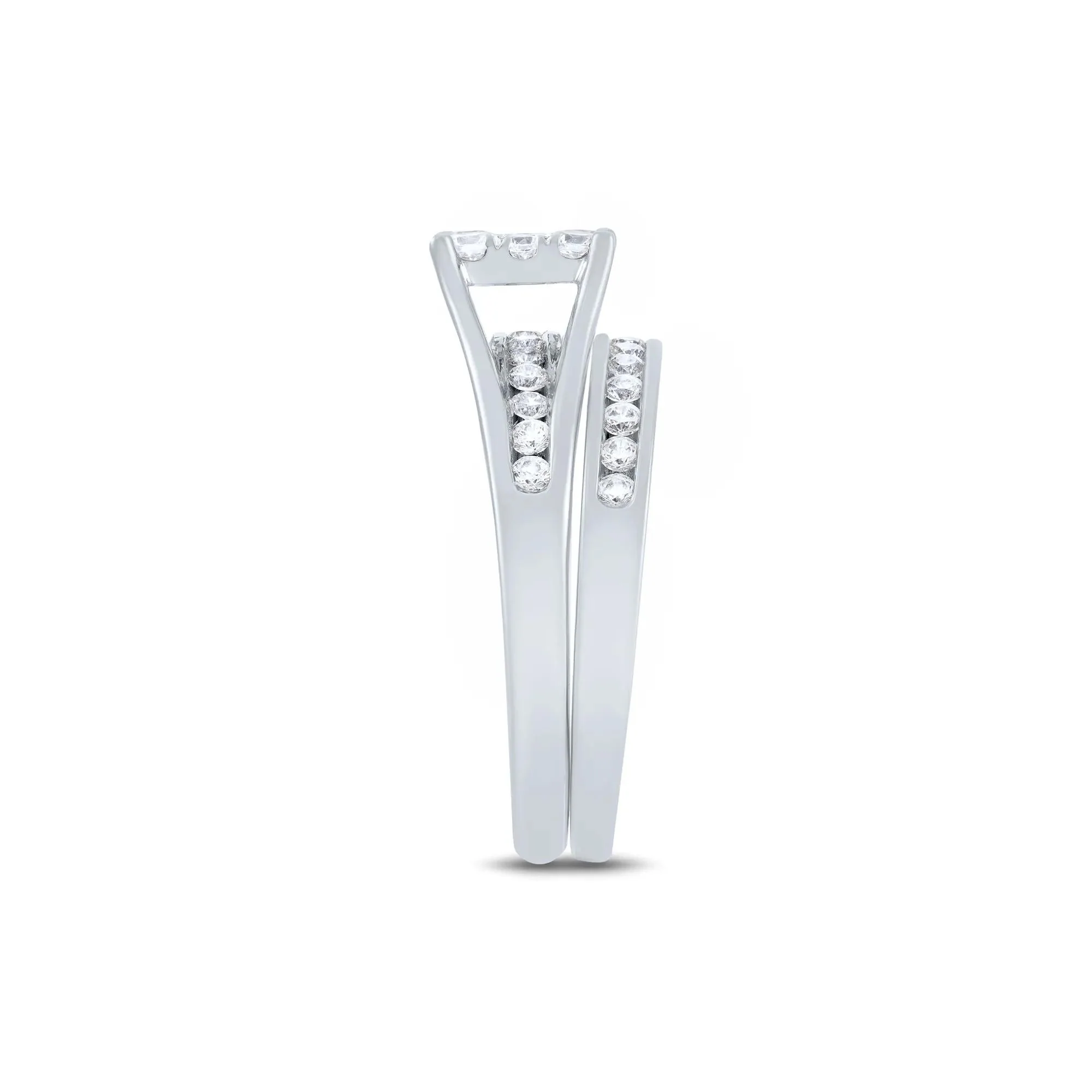 1 CT. Tw. Composite Diamond Engagement Ring Set 10K White Gold Round Brilliant Cut Size 9 1mm - Image 3