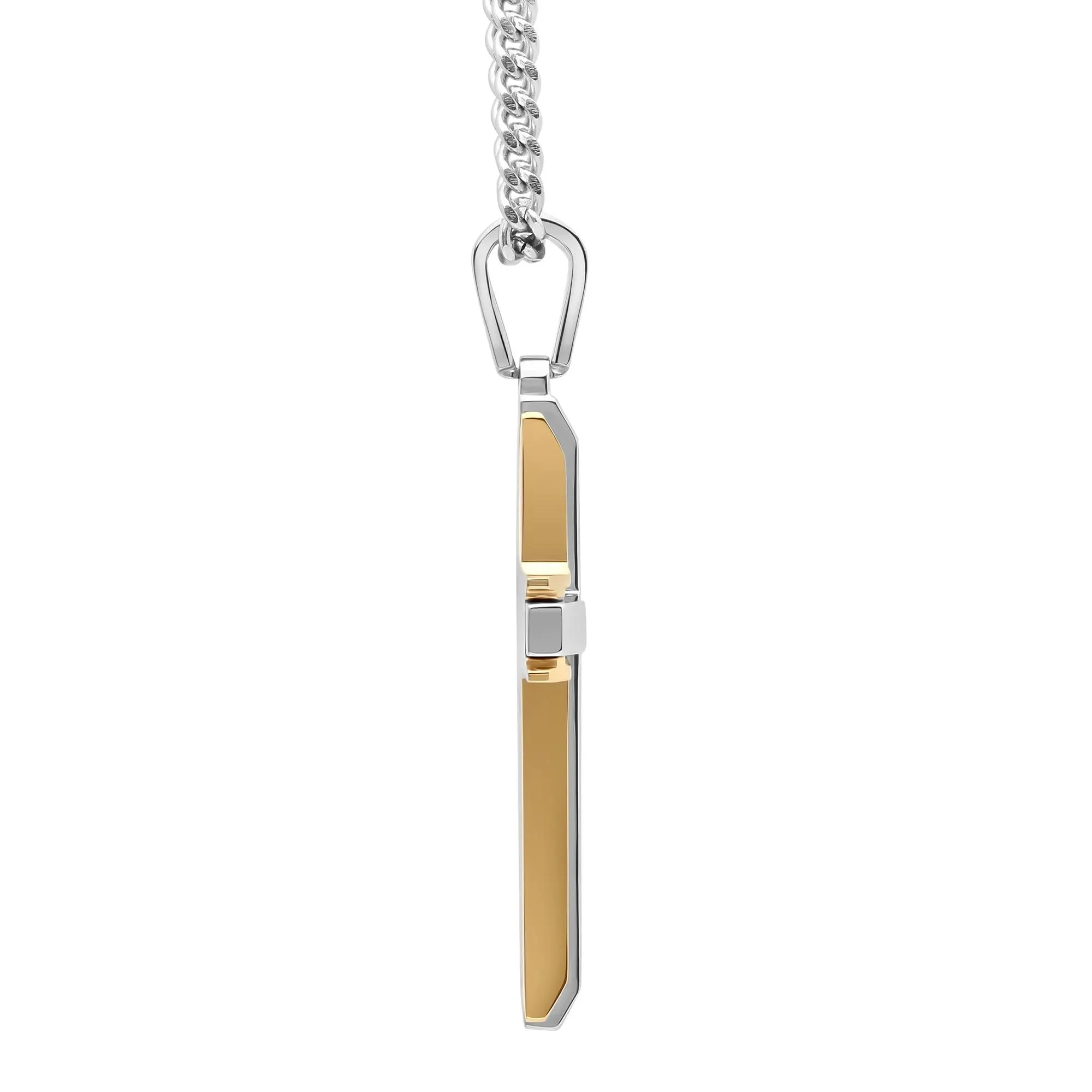 Cross Pendant Necklace with Diamond Accent Stainless Steel and Yellow Ion-Plated Stainless Steel Gray Size 24" - Image 2