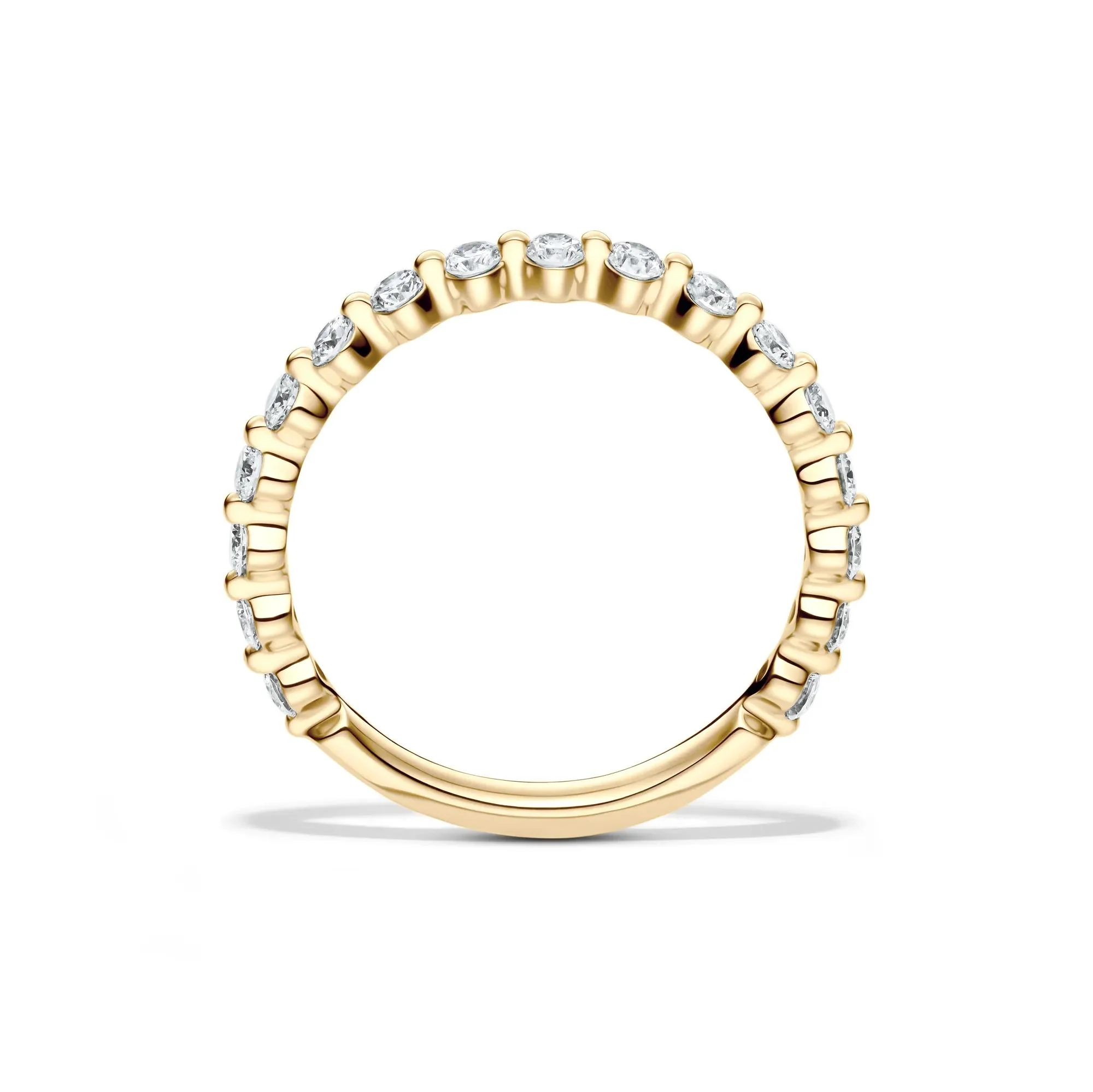 1/2 CT. Tw. Lab Grown Diamond Wedding Band Ring 14K Yellow Gold Round Brilliant Cut Size 6 2mm - Image 2