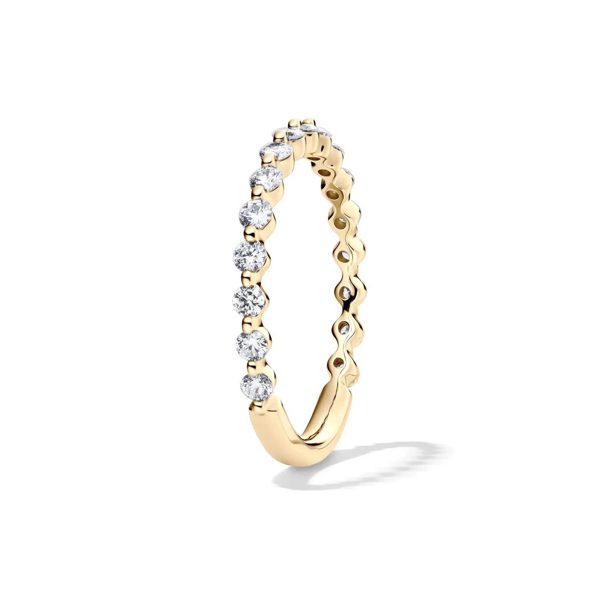 1/2 CT. Tw. Lab Grown Diamond Wedding Band Ring 14K Yellow Gold Round Brilliant Cut Size 6 2mm - Image 3