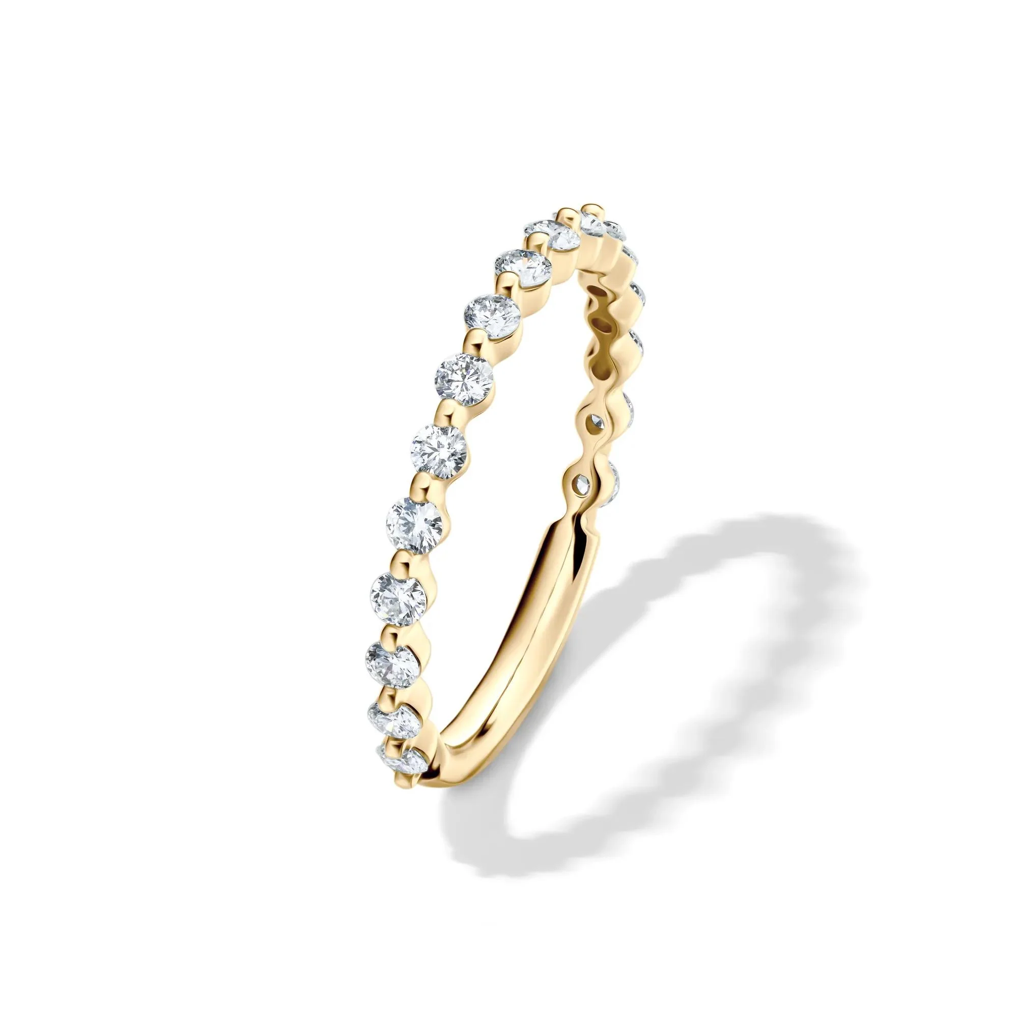 1/2 CT. Tw. Lab Grown Diamond Wedding Band Ring 14K Yellow Gold Round Brilliant Cut Size 9 2mm - Image 4