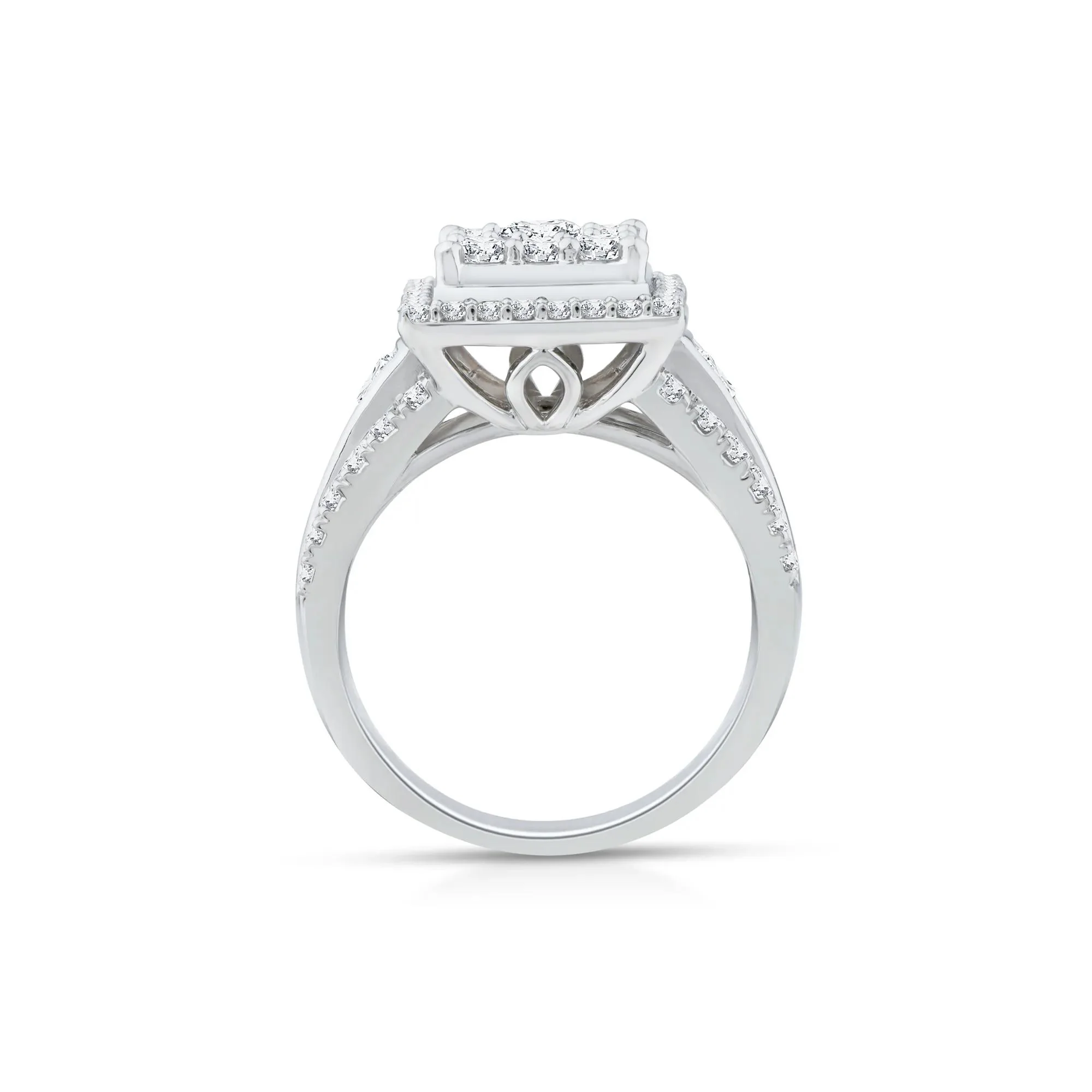 2 CT. Tw. Diamond Composite Engagement Ring 10K White Gold Round Brilliant Cut Size 7.5 2mm - Image 2