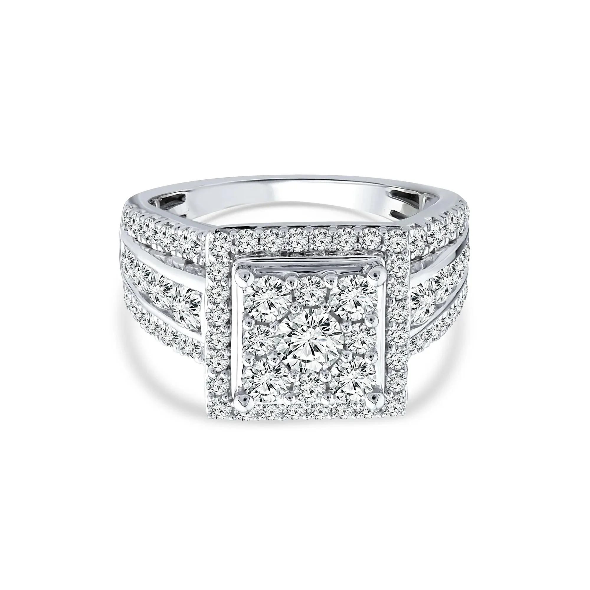 2 CT. Tw. Diamond Composite Engagement Ring 10K White Gold Round Brilliant Cut Size 9 2mm