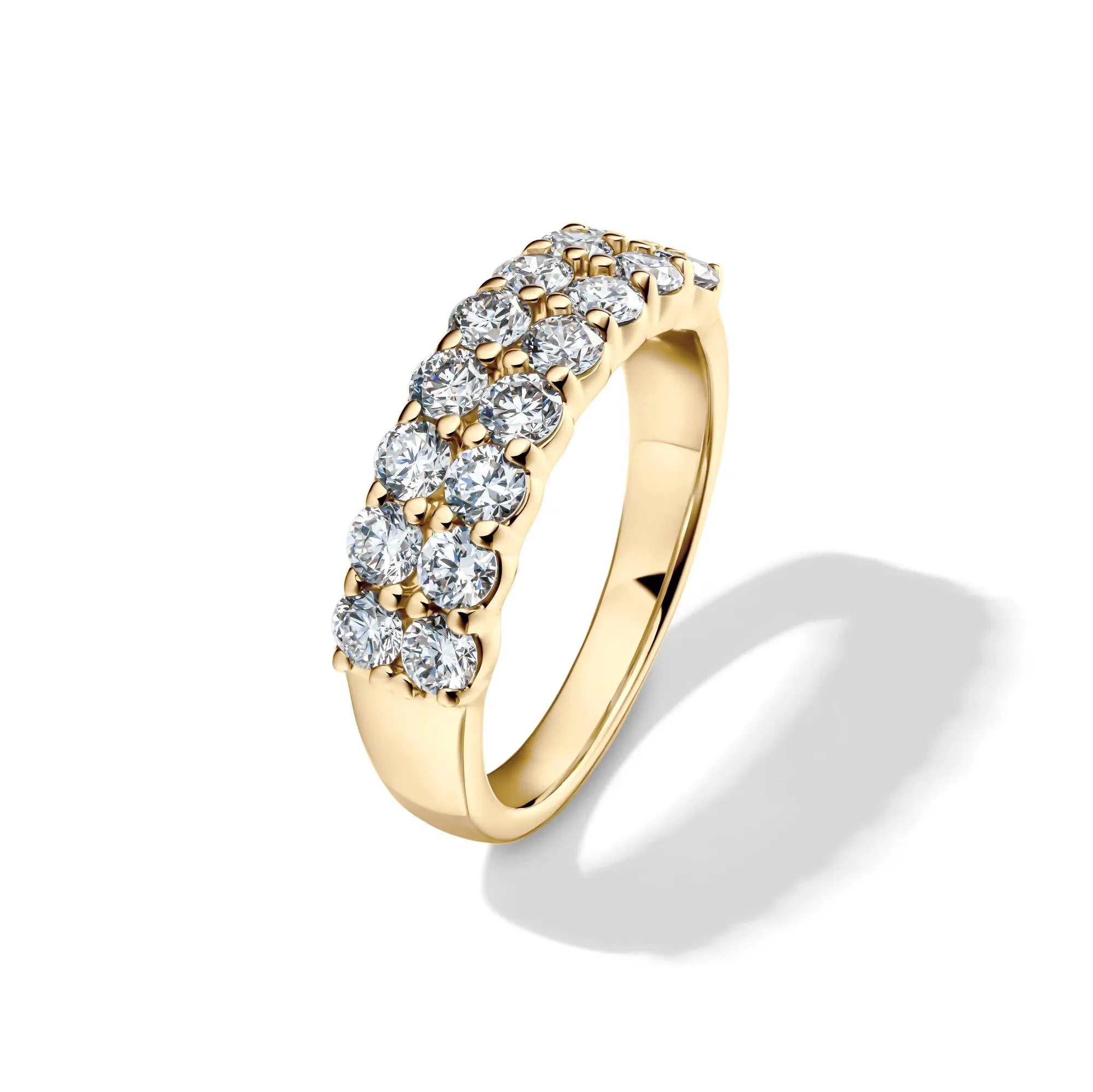 1/2 CT. Tw. Lab Grown Diamond Double Row Anniversary Band Ring 10K Yellow Gold Size 6 2mm - Image 4