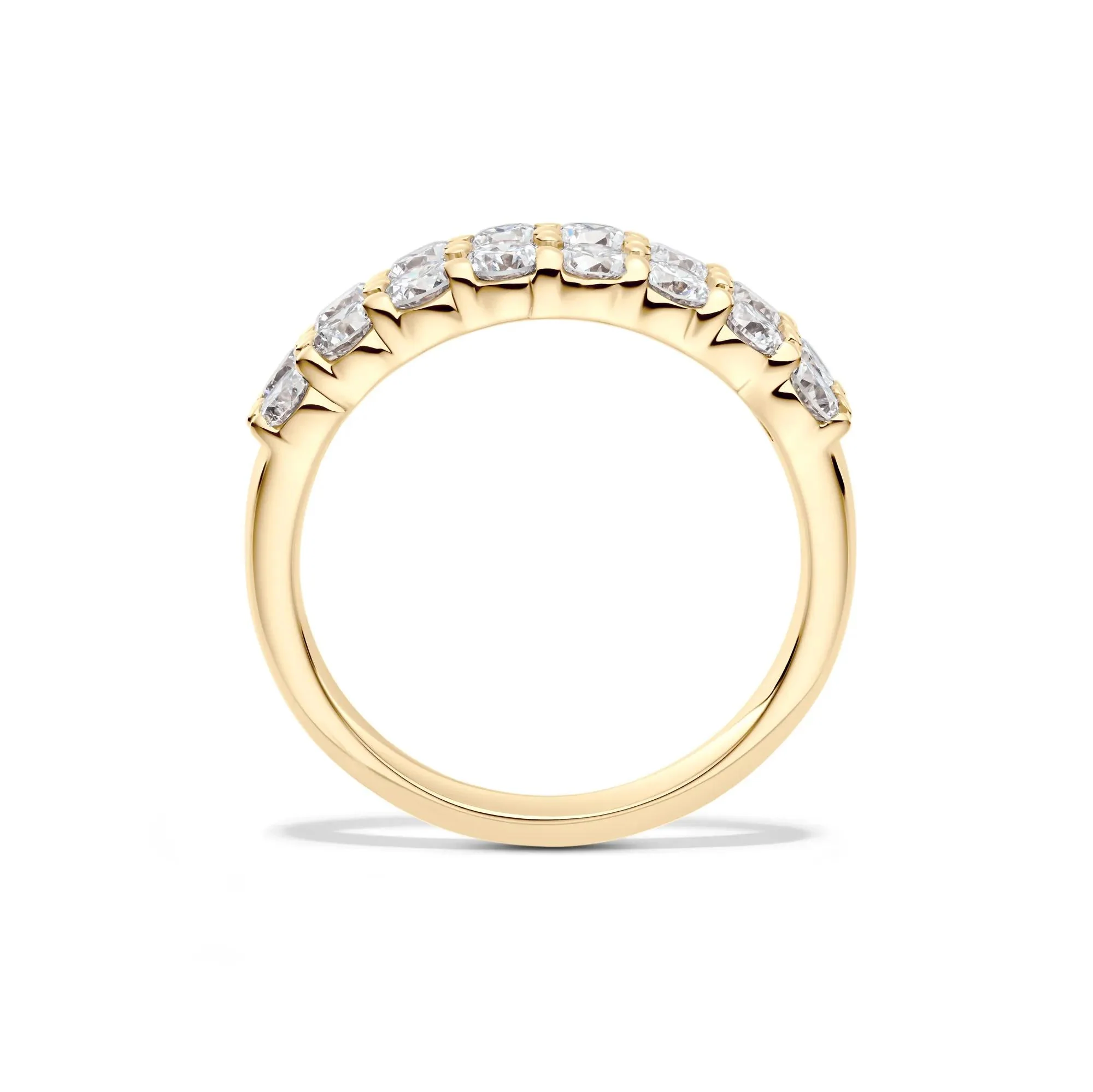 1/2 CT. Tw. Lab Grown Diamond Double Row Anniversary Band Ring 10K Yellow Gold Size 6.5 2mm - Image 2