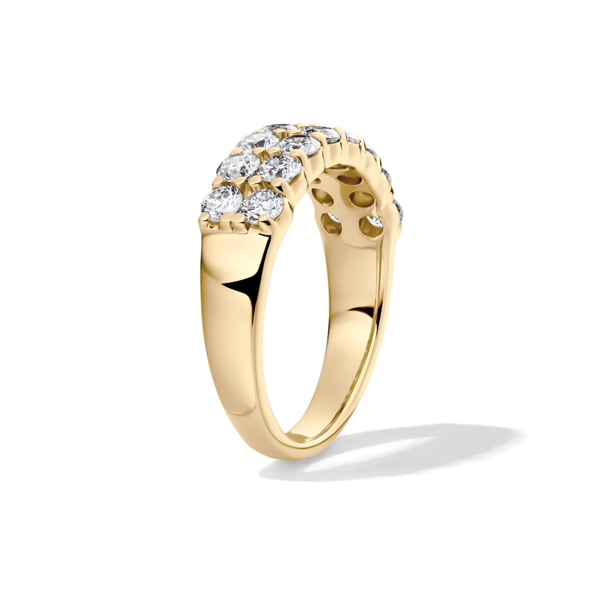 1/2 CT. Tw. Lab Grown Diamond Double Row Anniversary Band Ring 10K Yellow Gold Size 7.5 2mm - Image 3