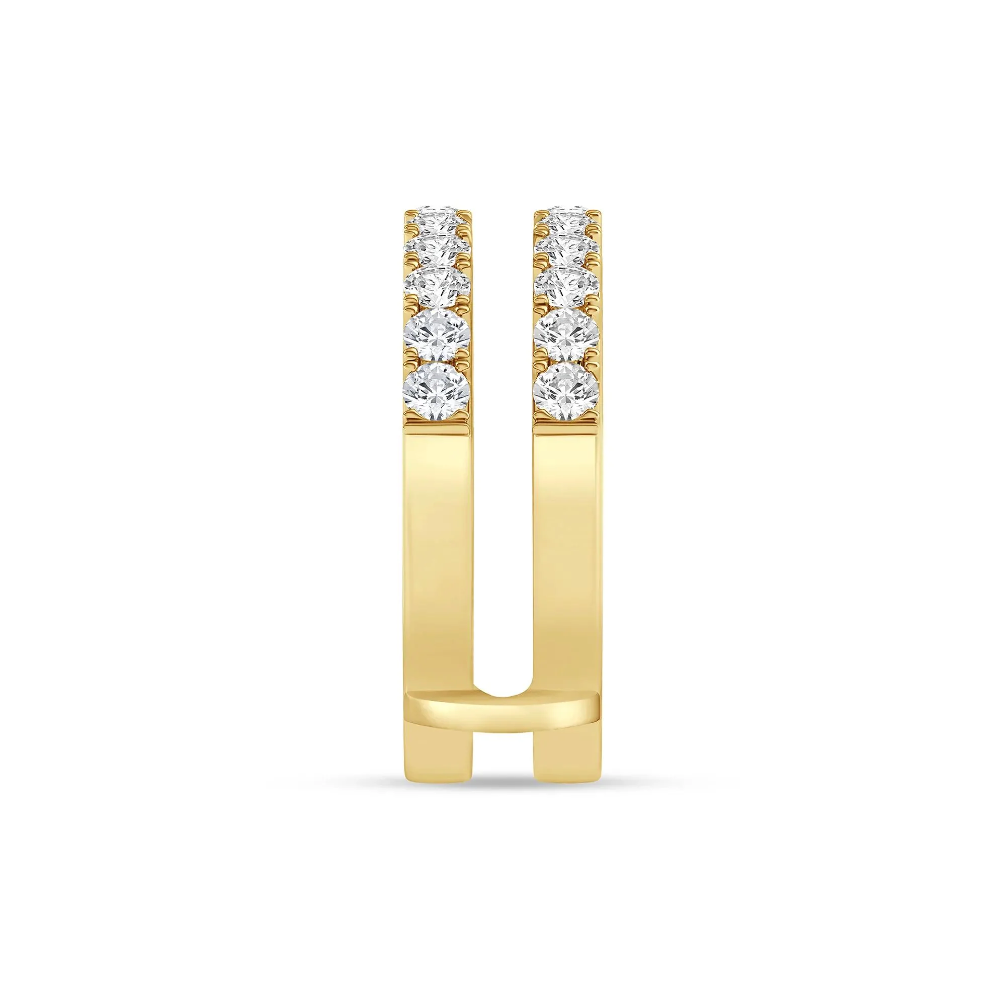 1 CT. Tw. Lab Grown Diamond French Pavé Ring Enhancer 14K Yellow Gold Size 8 7.5mm - Image 3