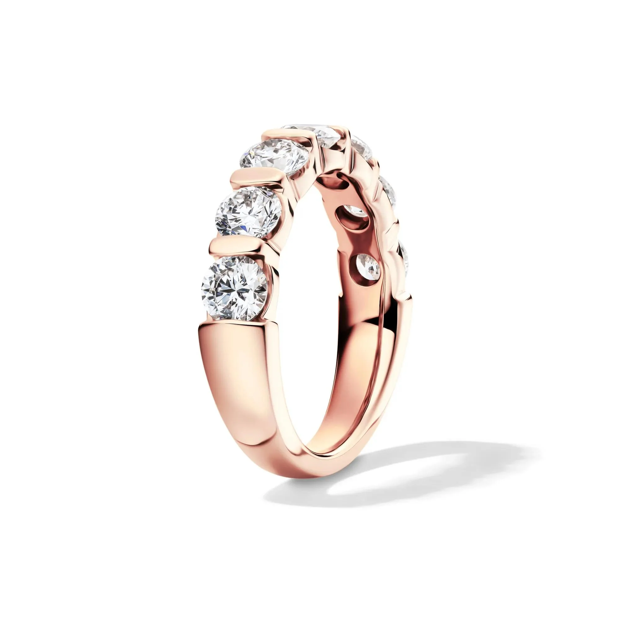 2 CT. Tw. Lab Grown Diamond Wedding Band Ring 14K Rose Gold Round Brilliant Cut Size 6 2mm - Image 3