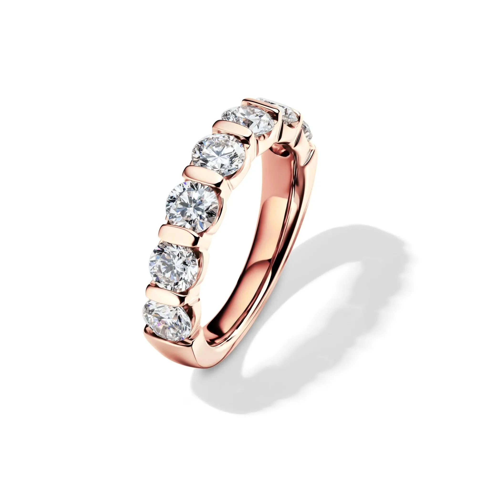 2 CT. Tw. Lab Grown Diamond Wedding Band Ring 14K Rose Gold Round Brilliant Cut Size 6.5 2mm - Image 4