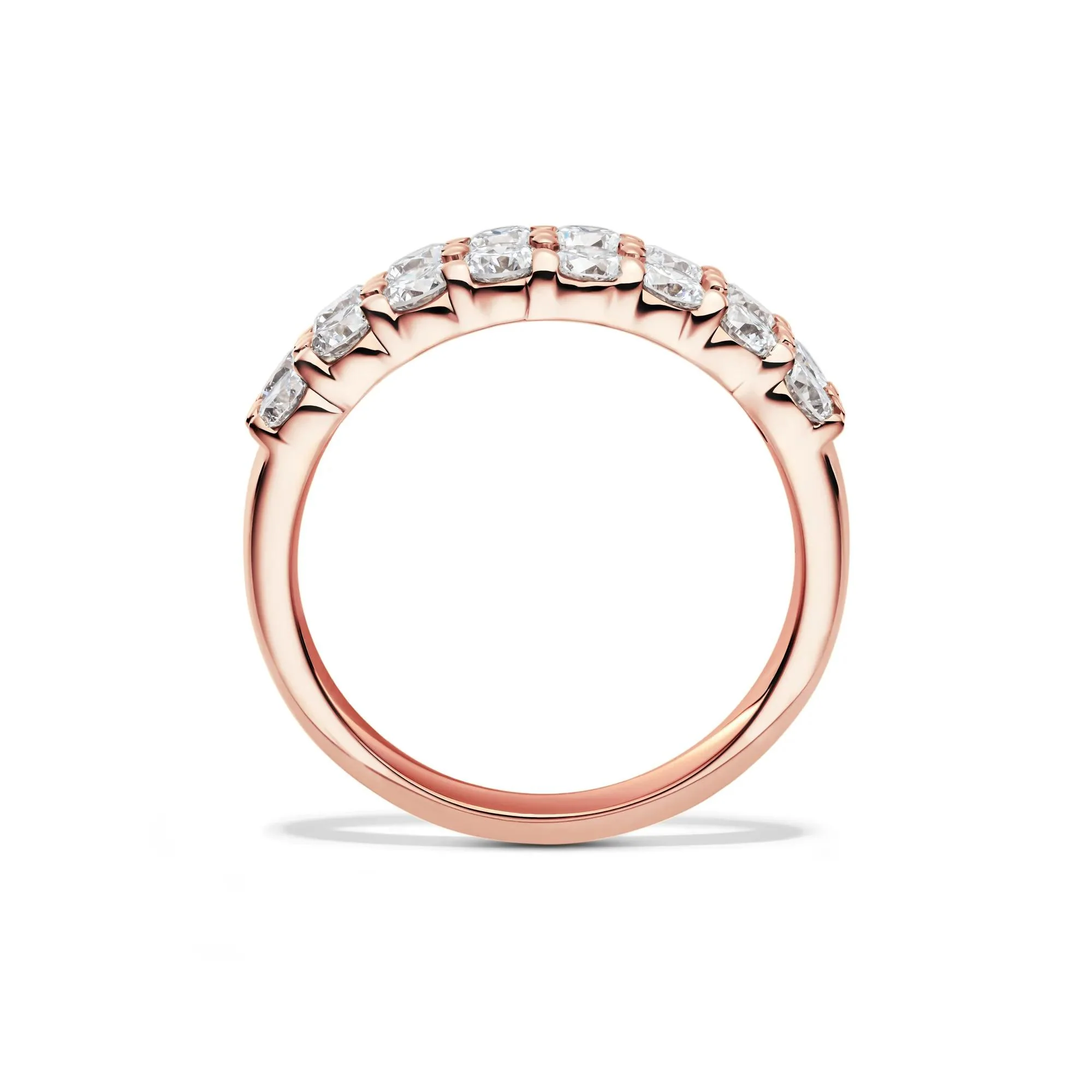 1/2 CT. Tw. Lab Grown Diamond Double Row Anniversary Band Ring 10K Rose Gold Size 5 2mm - Image 2
