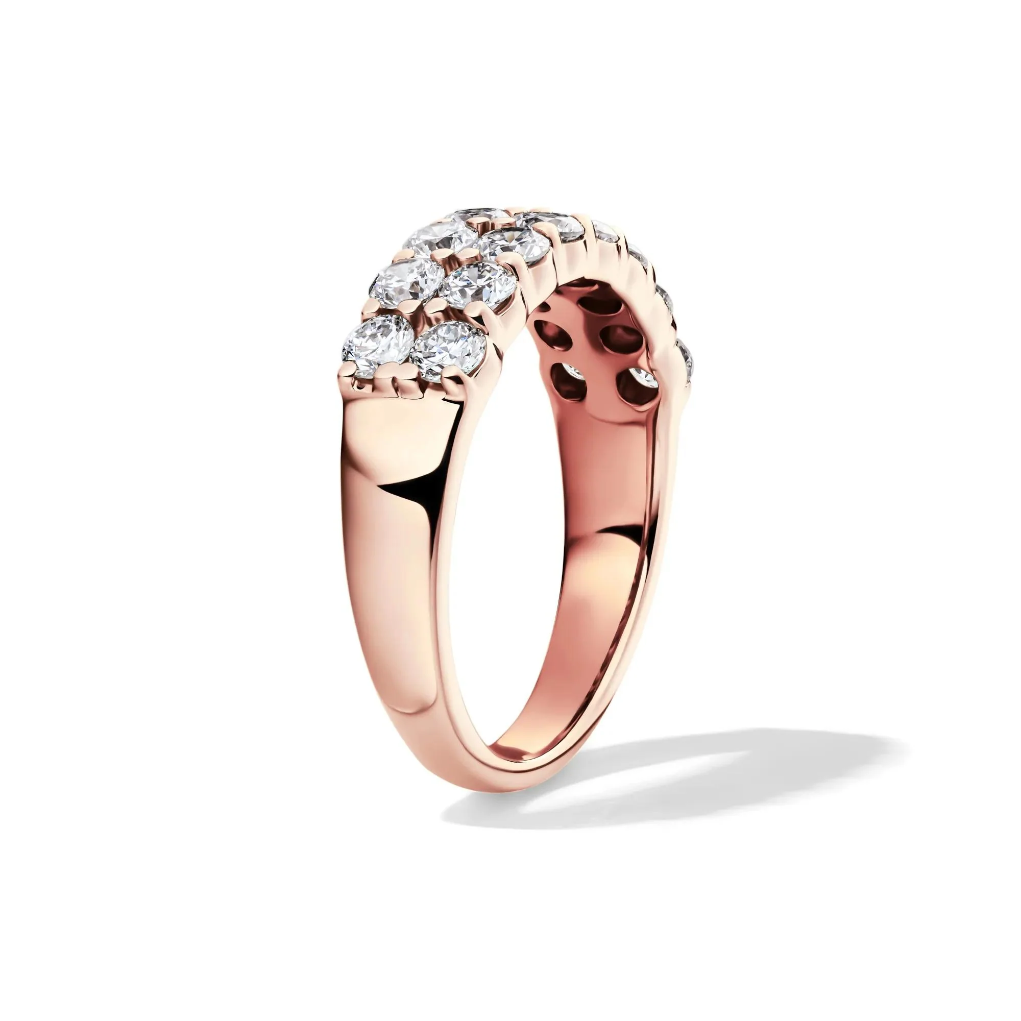 1/2 CT. Tw. Lab Grown Diamond Double Row Anniversary Band Ring 10K Rose Gold Size 5 2mm - Image 3