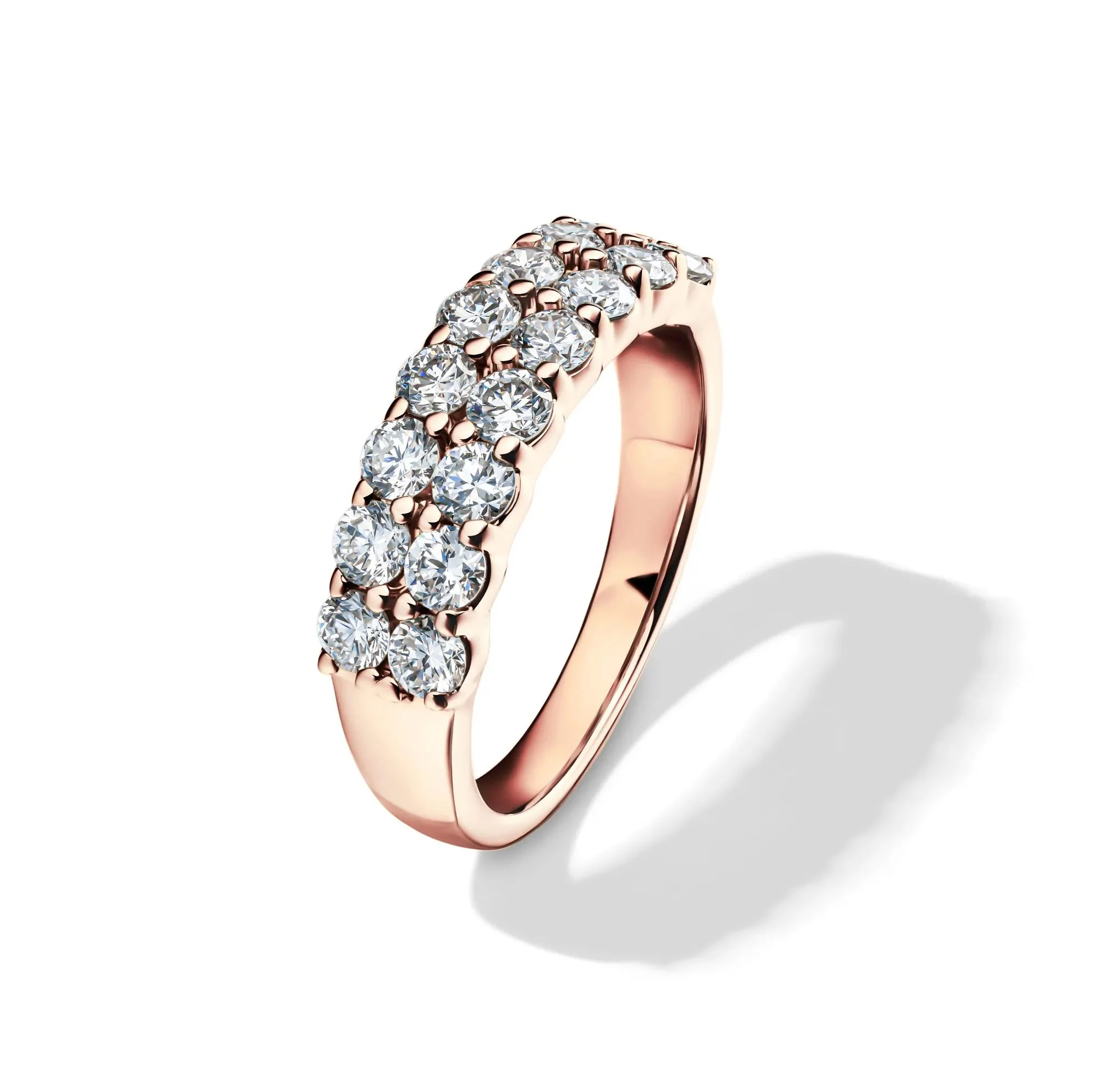 1/2 CT. Tw. Lab Grown Diamond Double Row Anniversary Band Ring 10K Rose Gold Size 5.5 2mm - Image 4