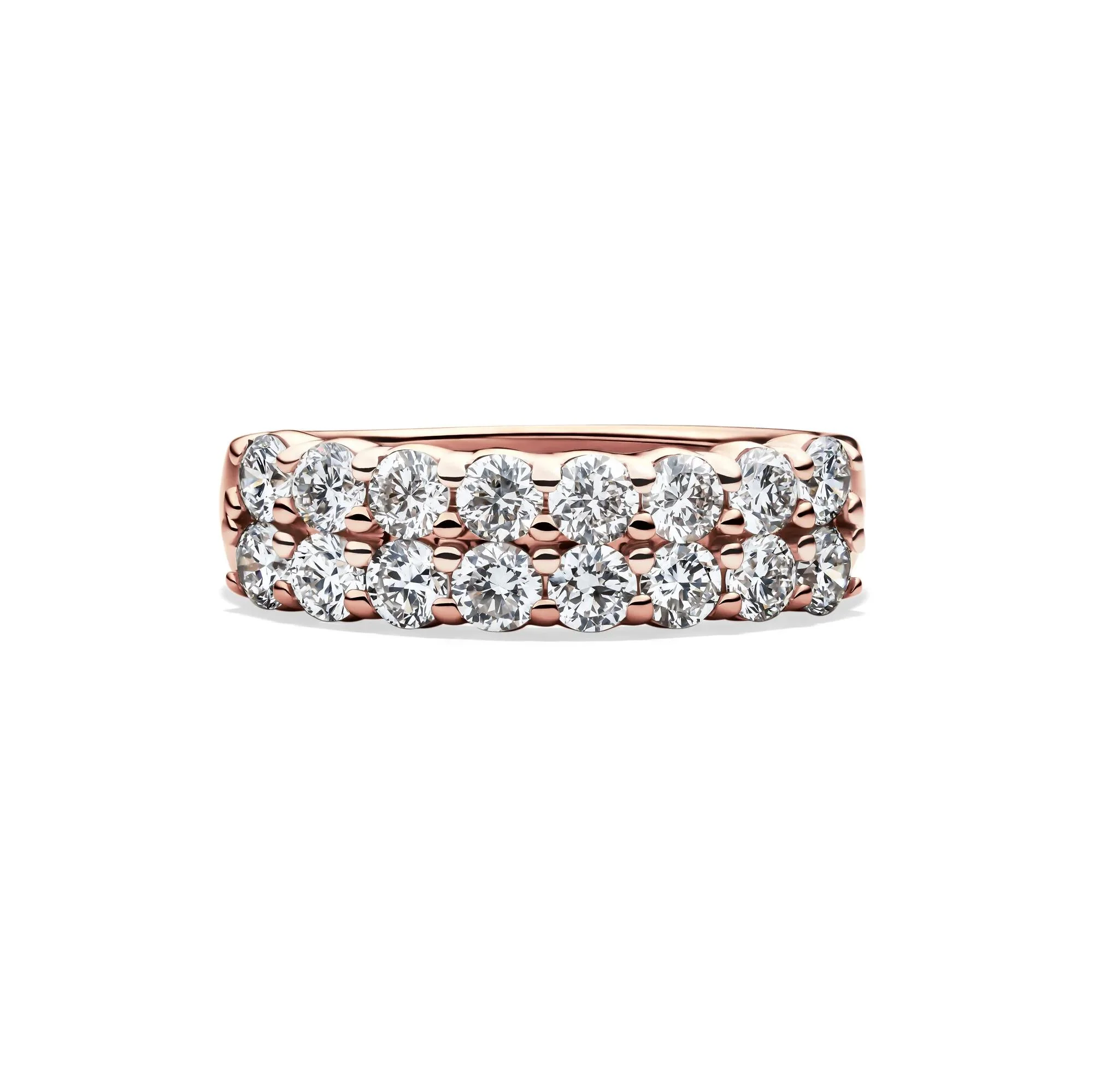 1/2 CT. Tw. Lab Grown Diamond Double Row Anniversary Band Ring 10K Rose Gold Size 6.5 2mm