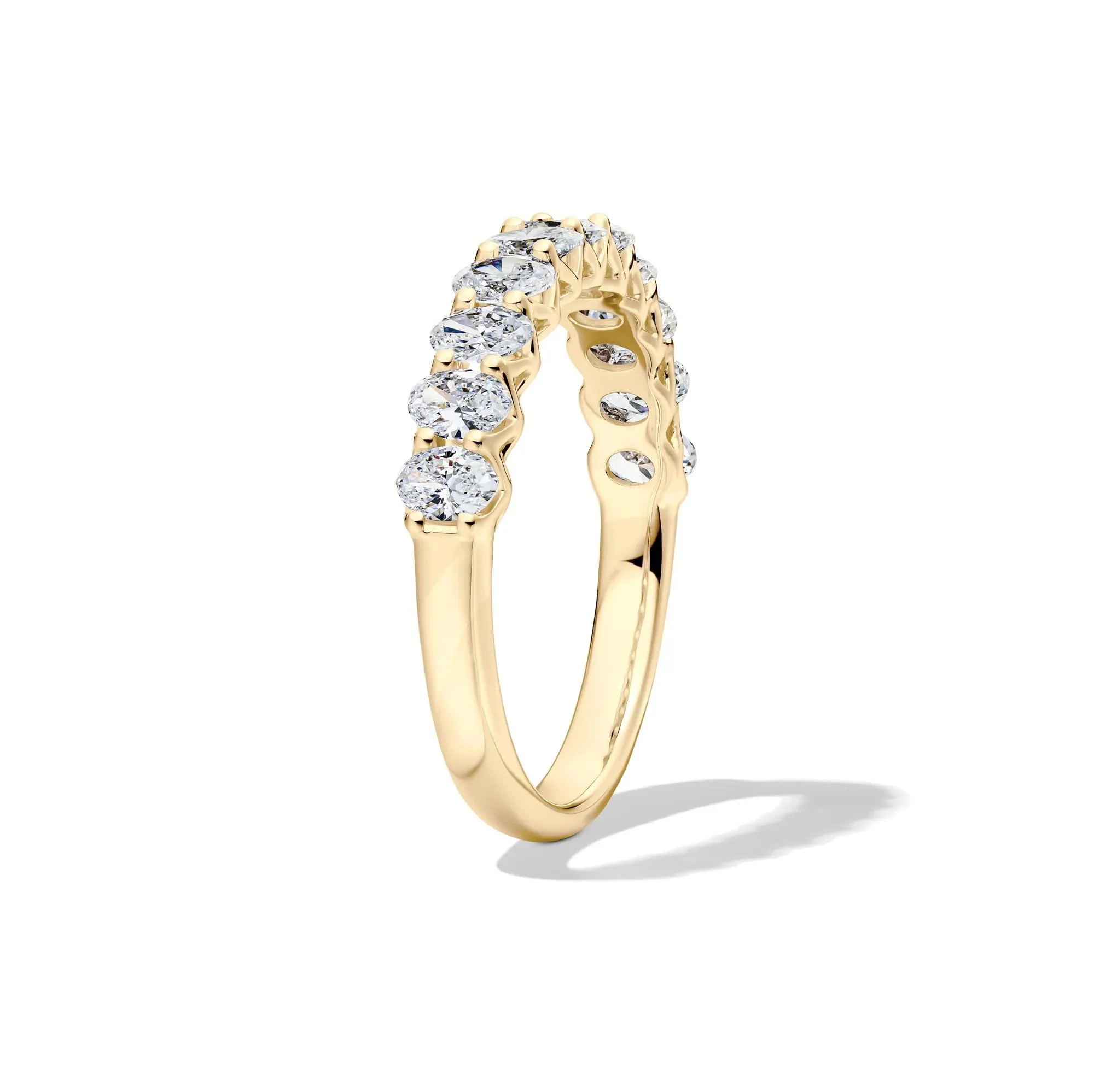 1 CT. Tw. Lab Grown Diamond Oval Anniversary Band Ring 14K Yellow Gold Size 6.5 2.5mm - Image 3