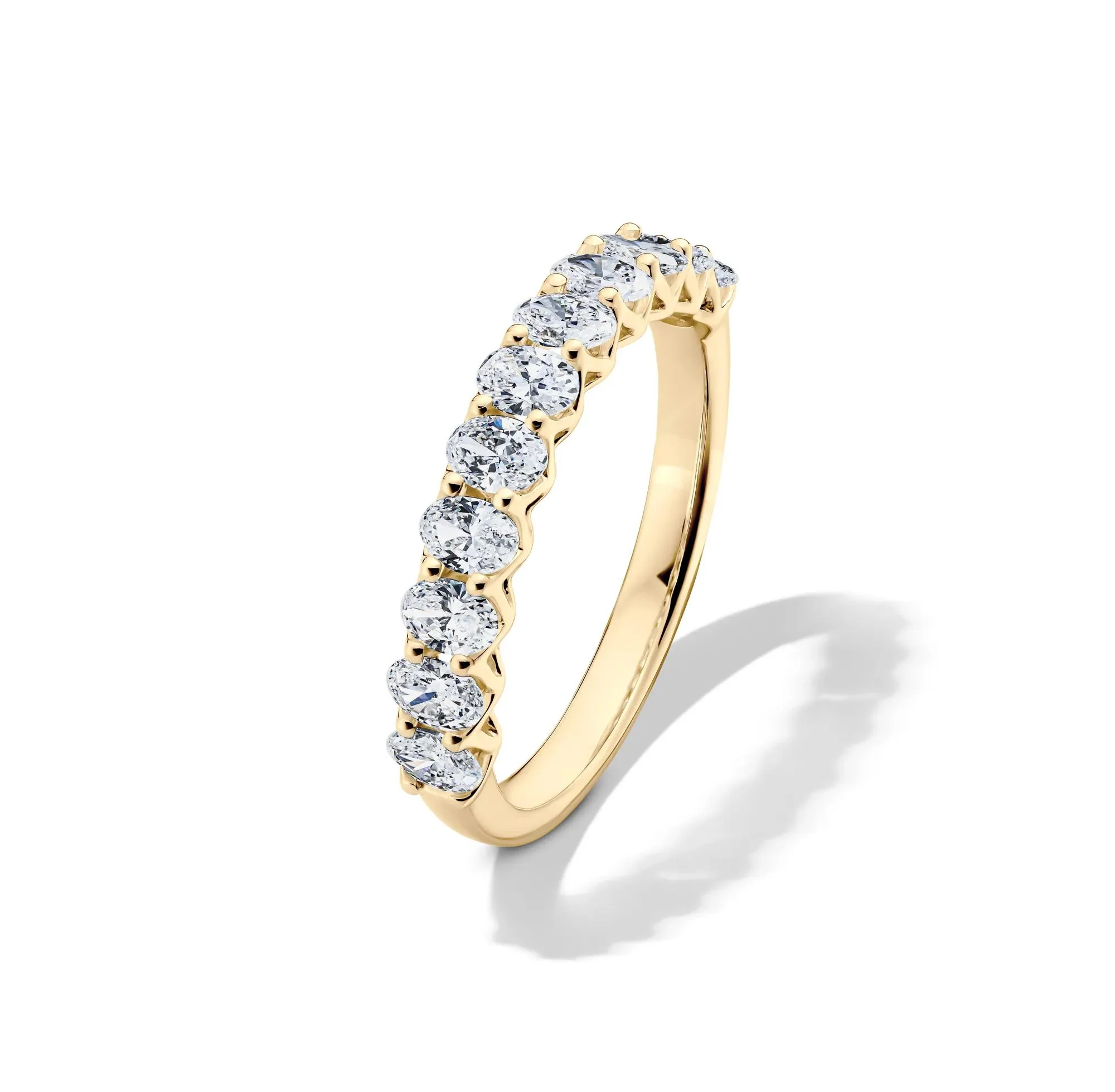 1 CT. Tw. Lab Grown Diamond Oval Anniversary Band Ring 14K Yellow Gold Size 9 2.5mm - Image 4