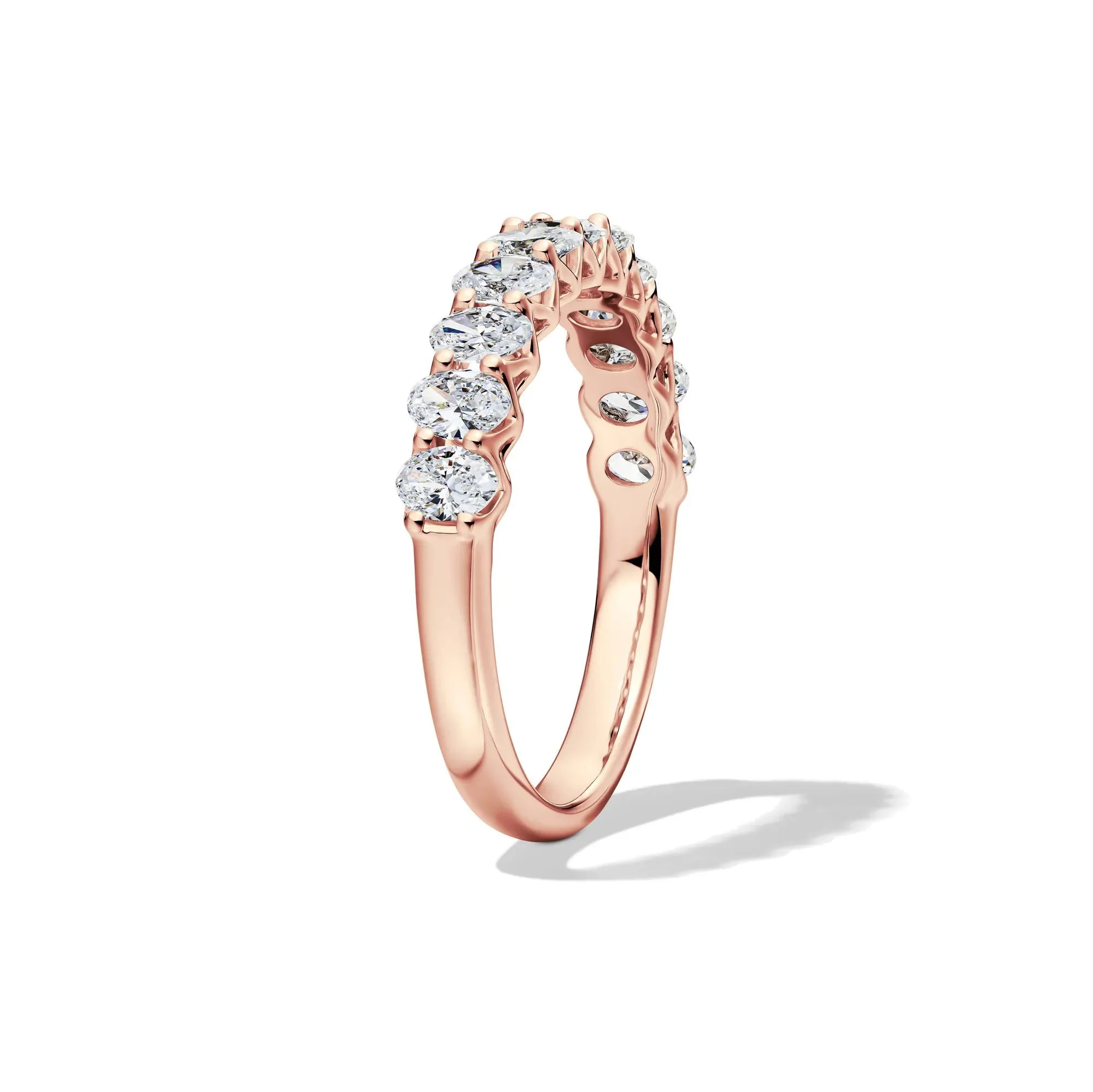 1 CT. Tw. Lab Grown Diamond Oval Anniversary Band Ring 14K Rose Gold Size 6.5 2.5mm - Image 3