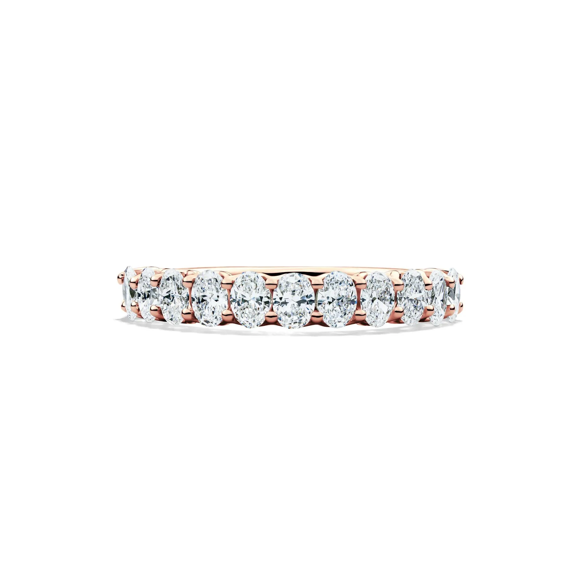 1 CT. Tw. Lab Grown Diamond Oval Anniversary Band Ring 14K Rose Gold Size 9 2.5mm