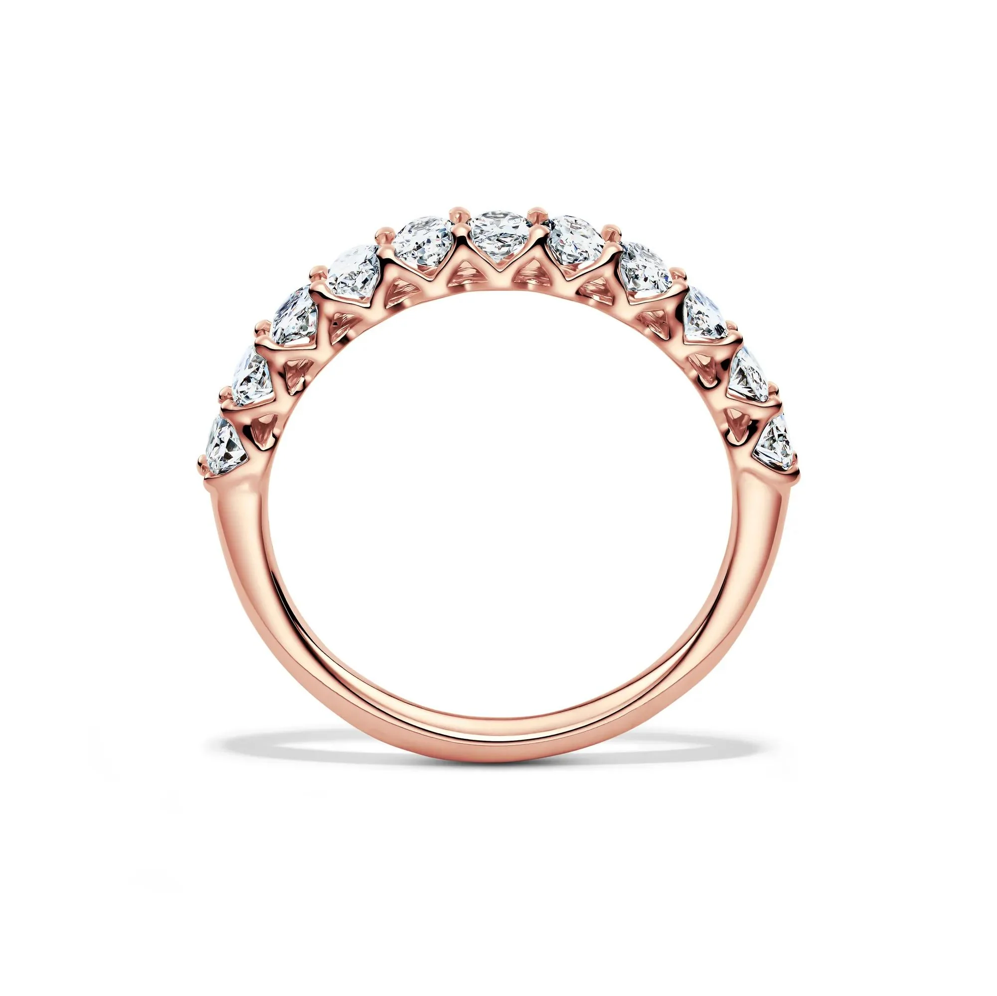 1 CT. Tw. Lab Grown Diamond Oval Anniversary Band Ring 14K Rose Gold Size 9 2.5mm - Image 2