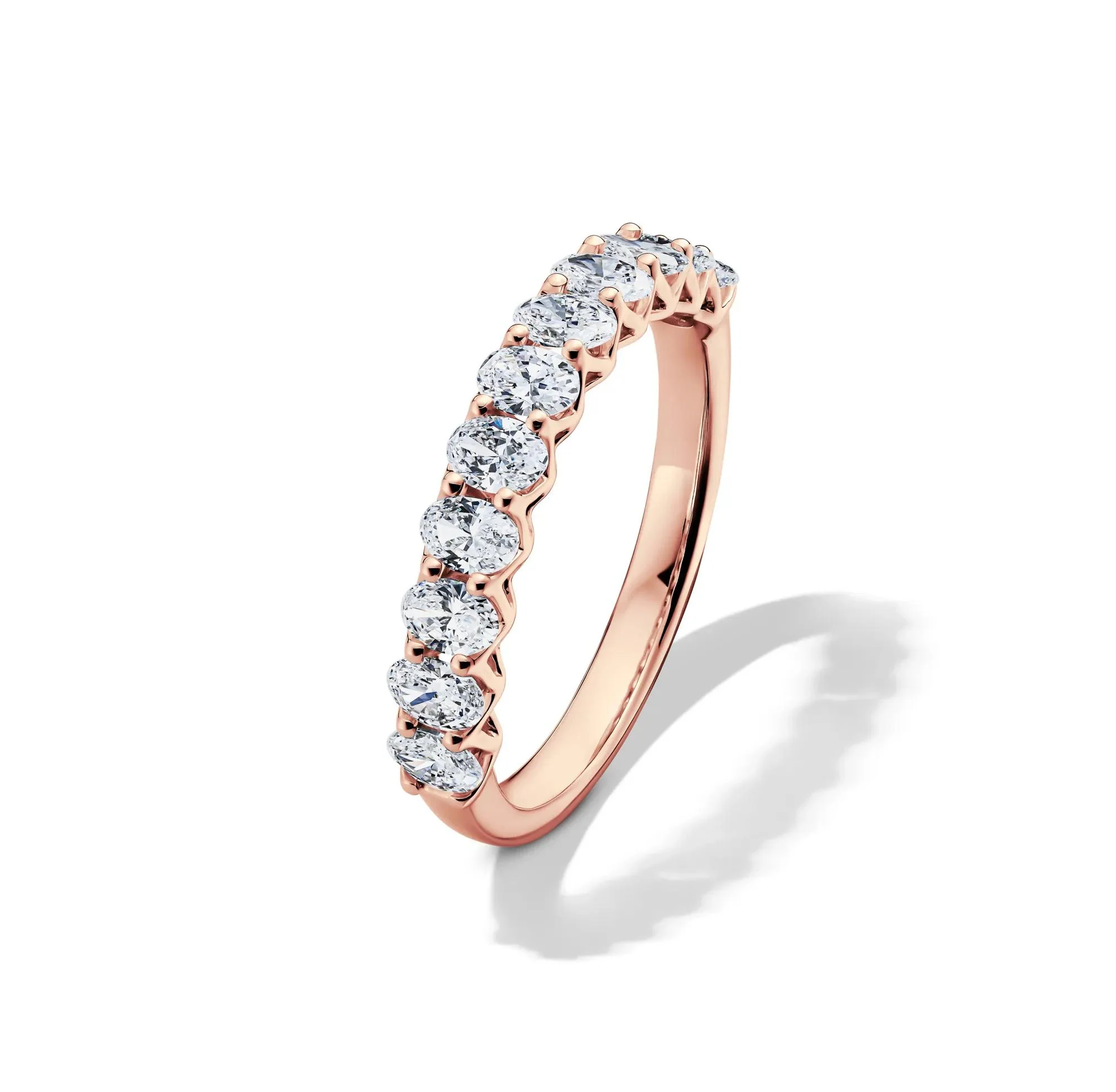 1 CT. Tw. Lab Grown Diamond Oval Anniversary Band Ring 14K Rose Gold Size 9 2.5mm - Image 4