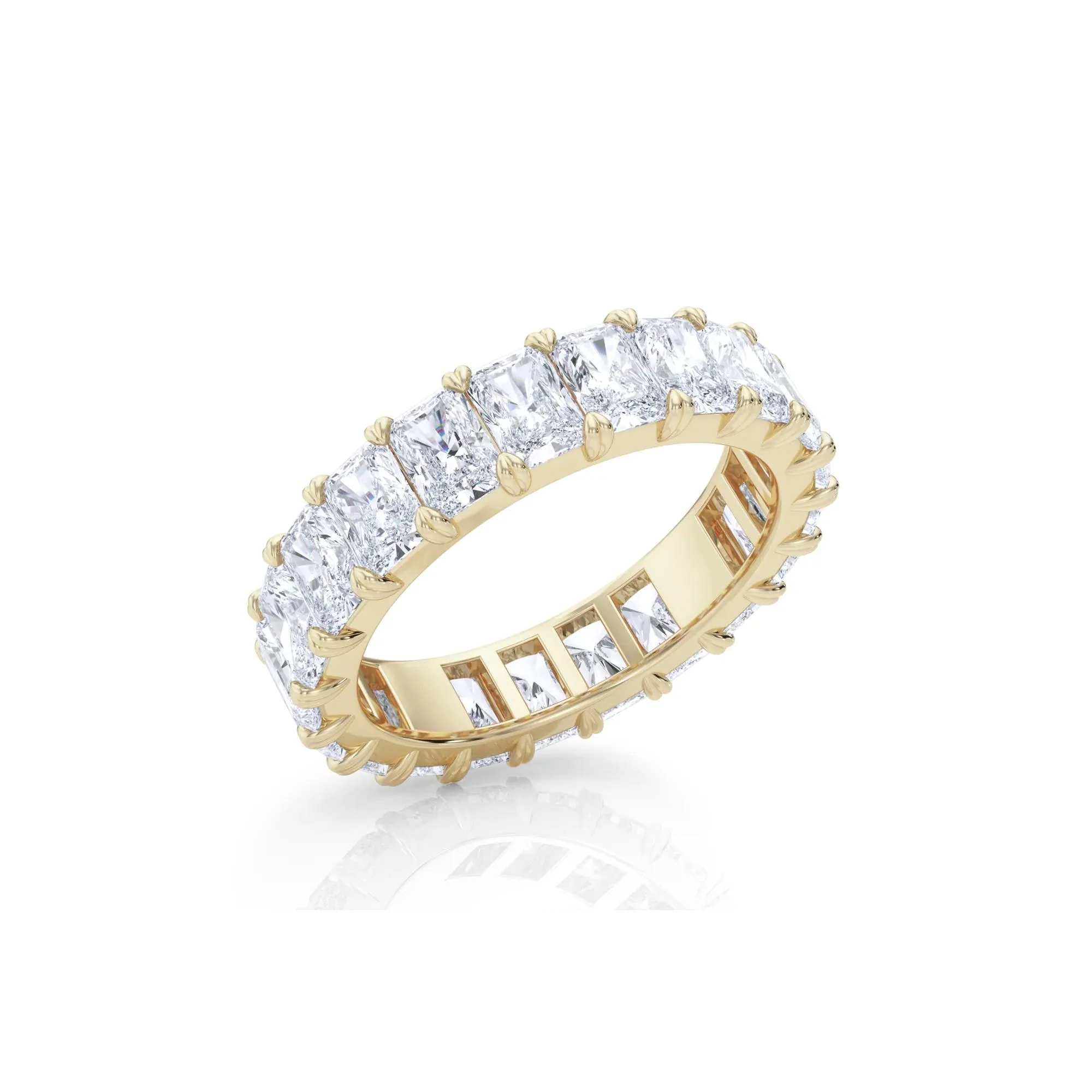5 CT. Tw. Lab Grown Diamond Radiant-Cut Eternity Band Ring 14K Yellow Gold Size 7 - Image 4